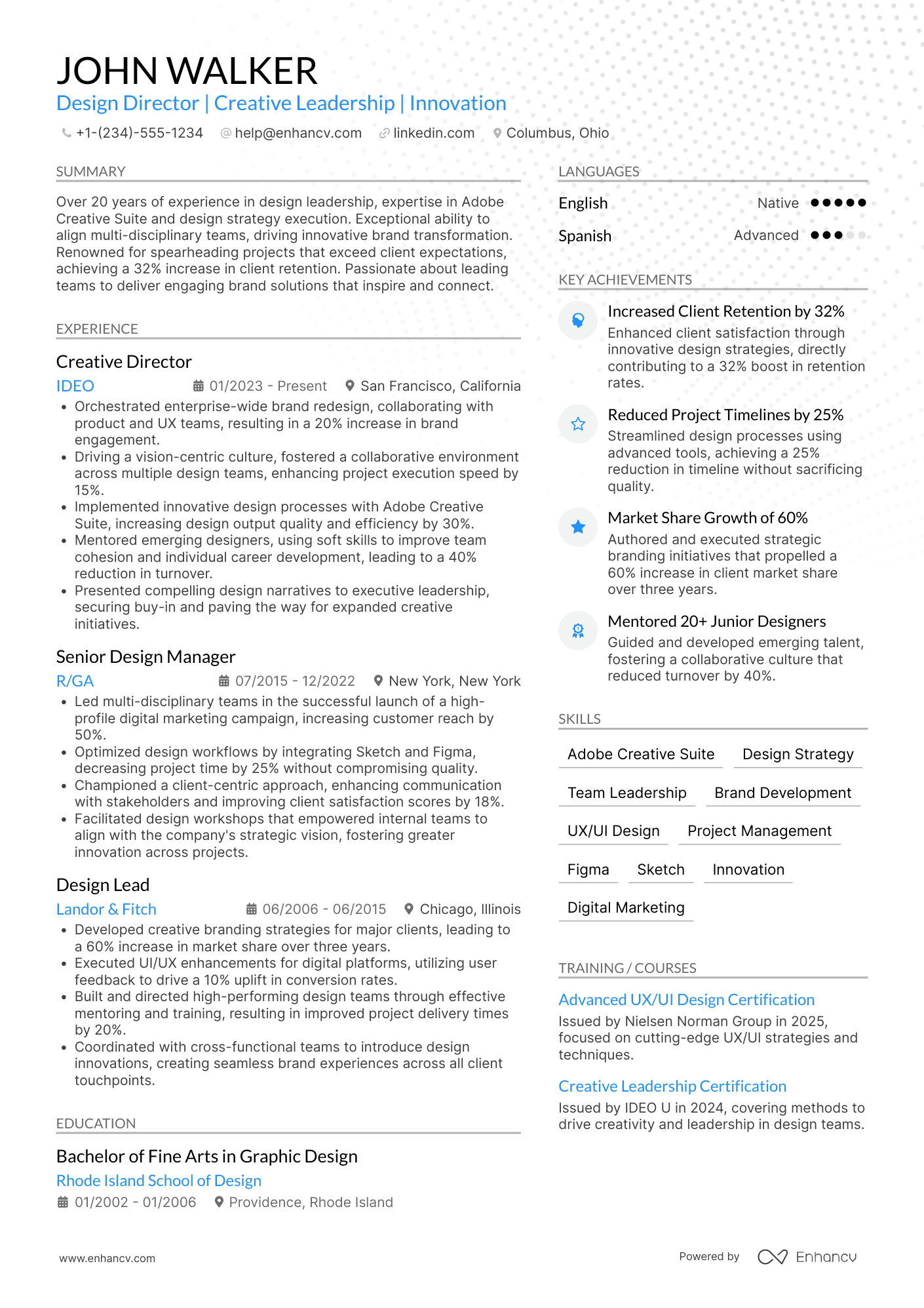 Design Director Resume Example