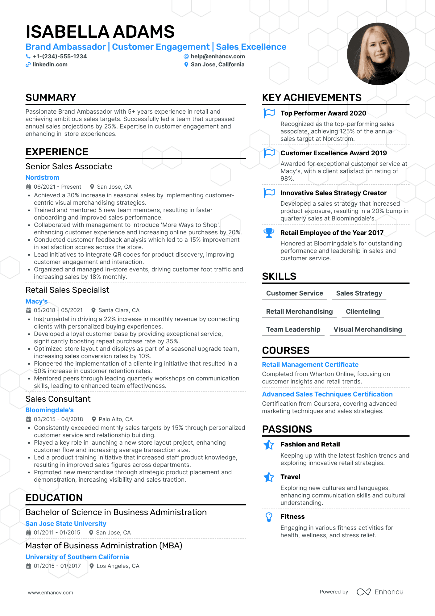 Global Brand Ambassador Resume Example