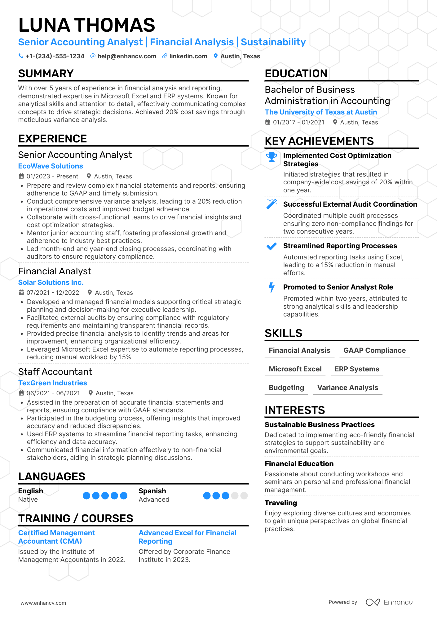 Senior Accounting Analyst Resume Example