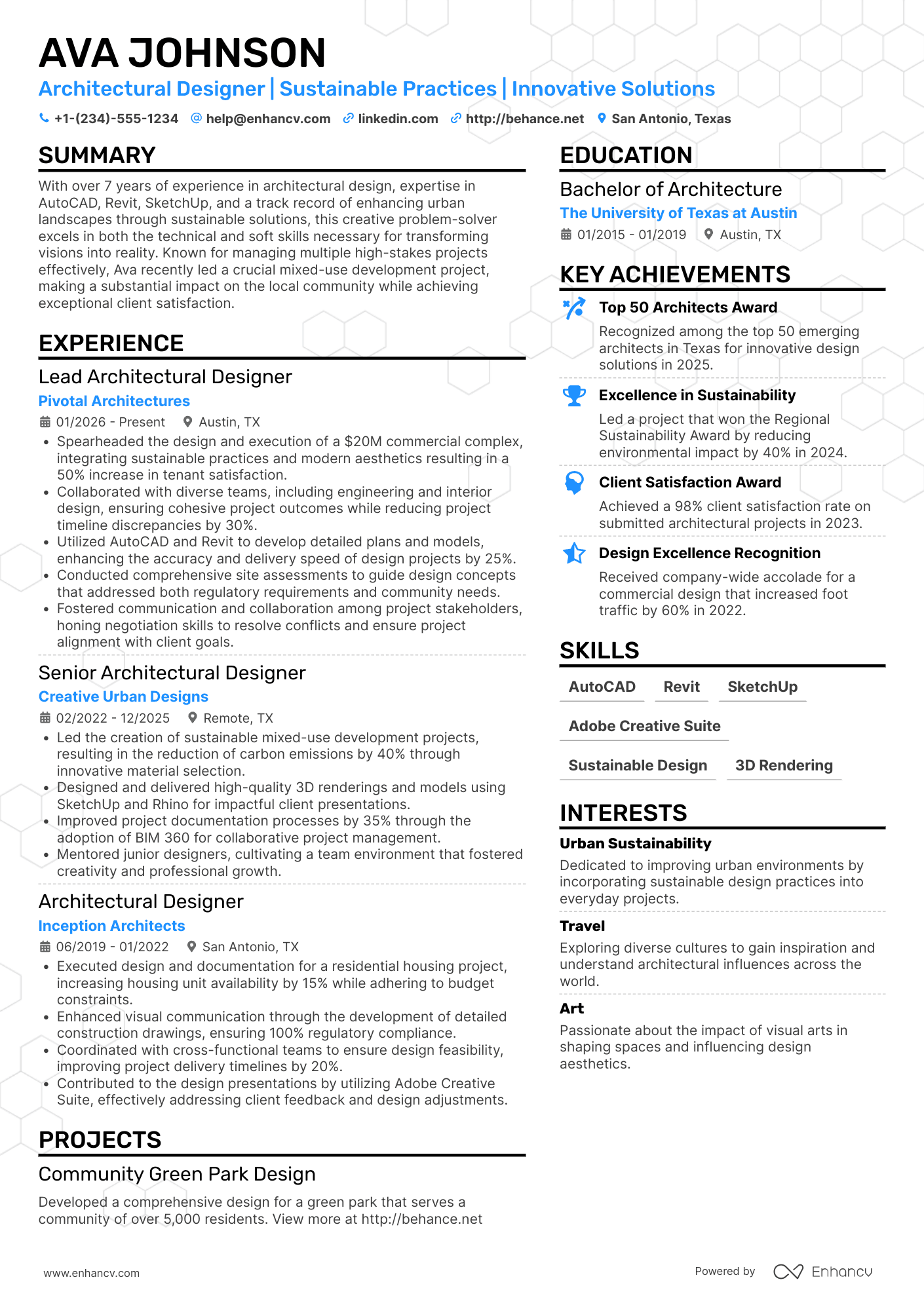 Architectural Designer Resume Example
