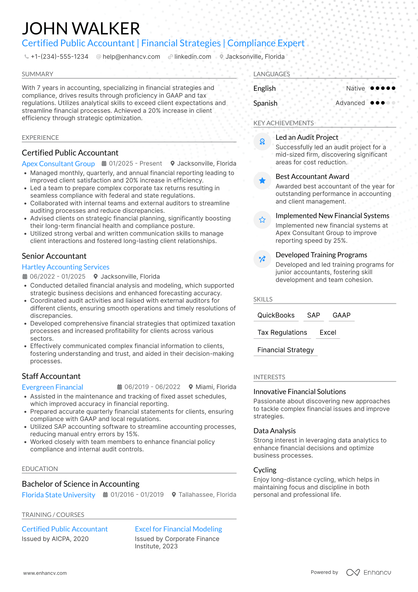 CPA Resume Example