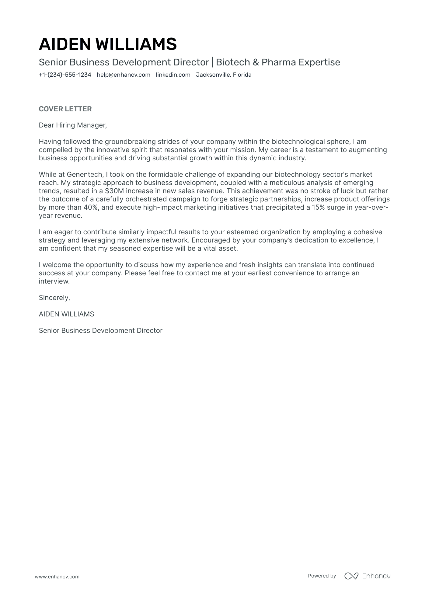 Director of Business Development Resume Example