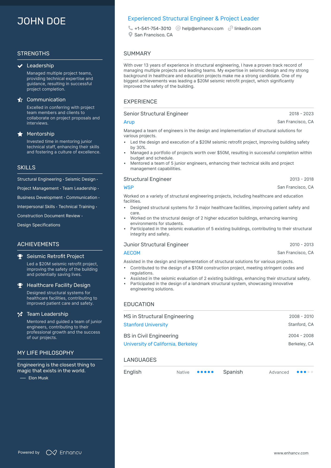 Structural Engineer Resume Example