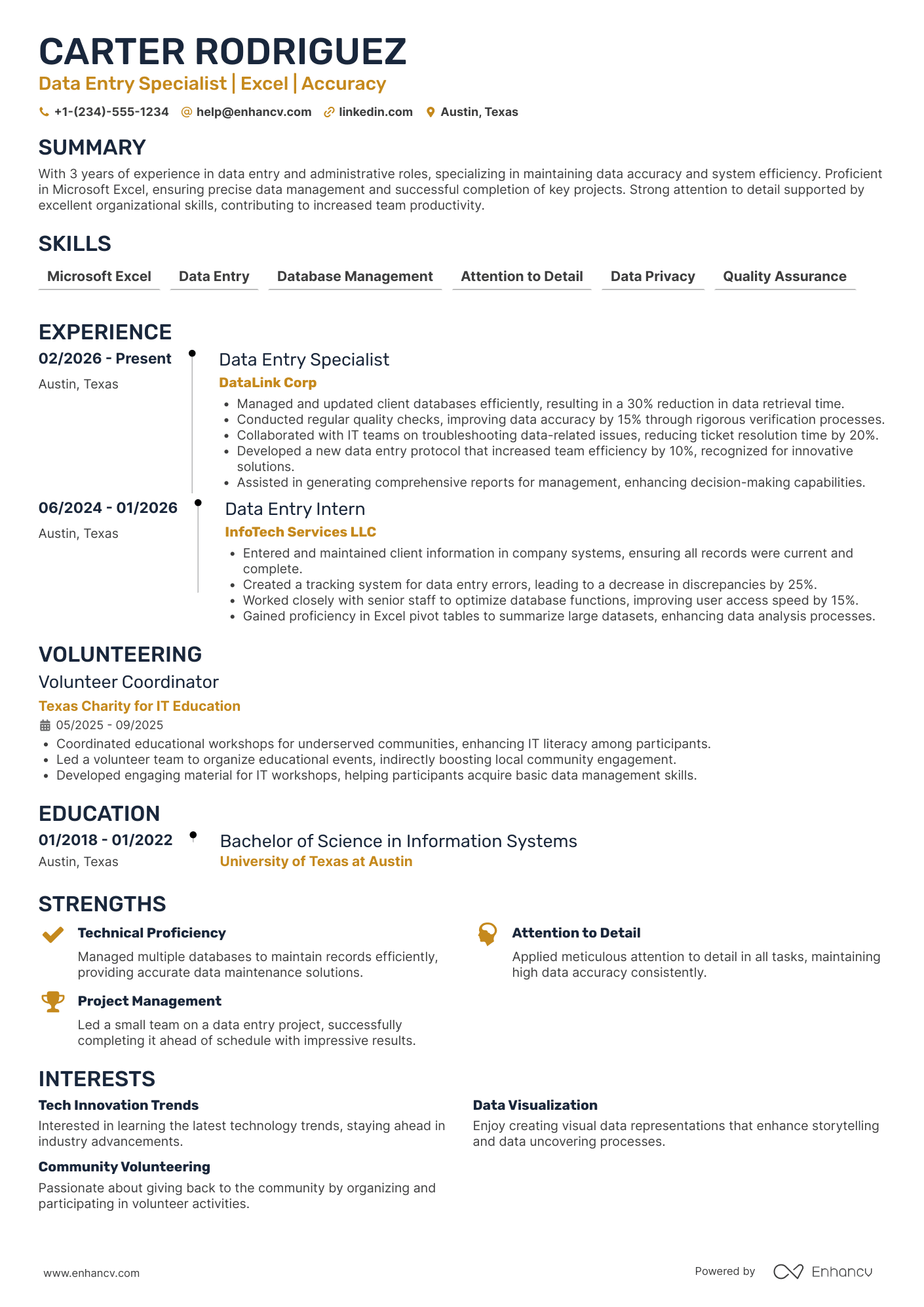 Part Time Data Entry Clerk Resume Example