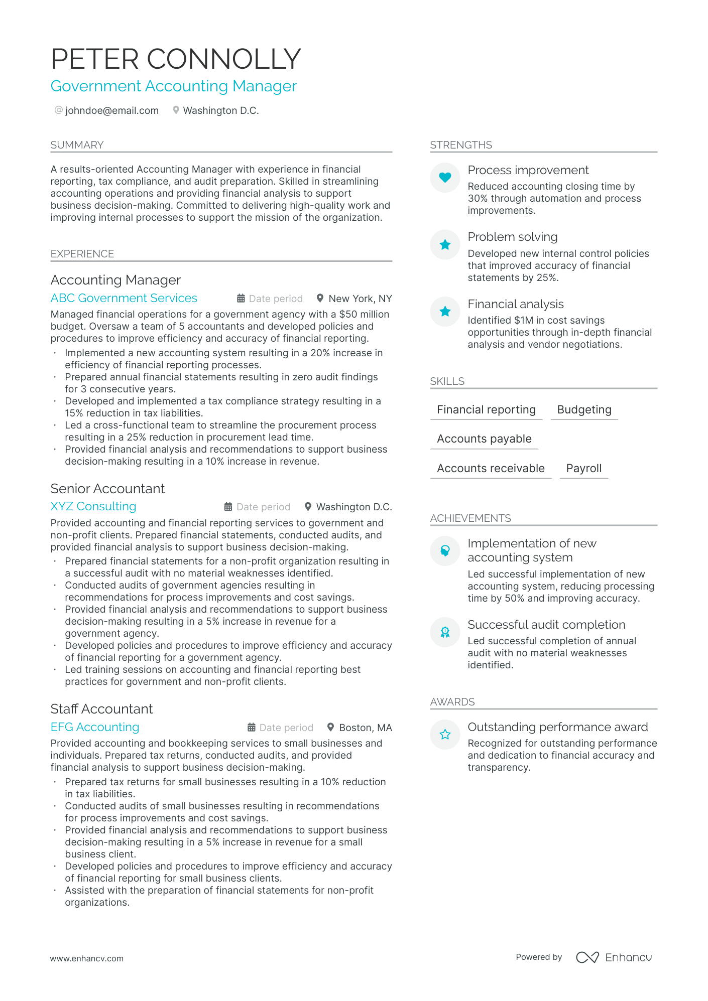 Government Accounting Resume Example