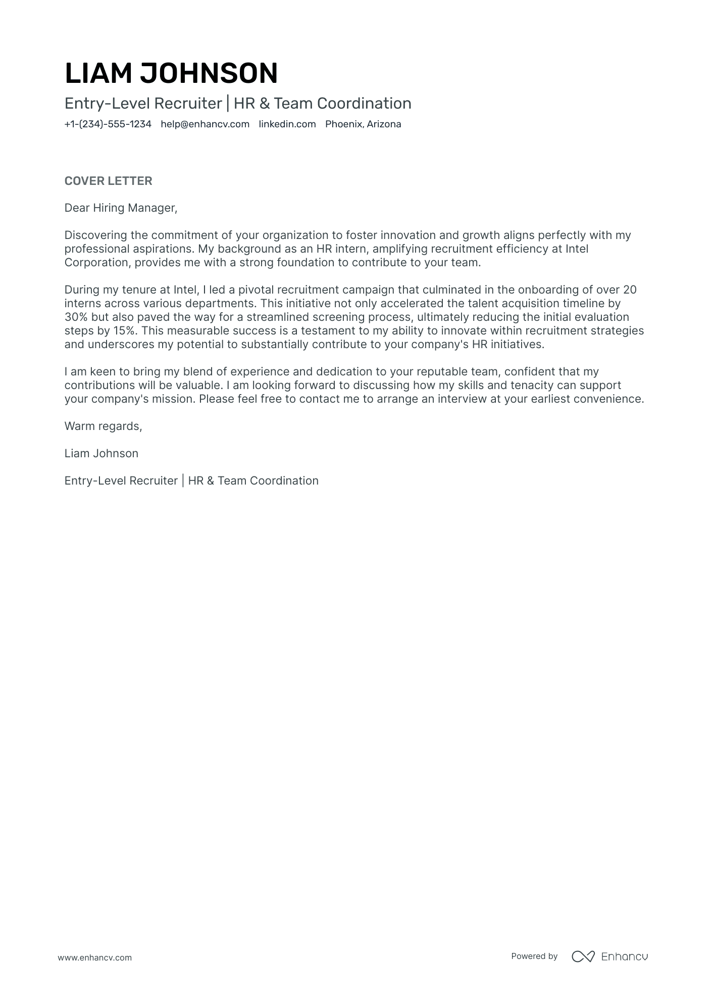 Entry Level Recruiter Resume Example