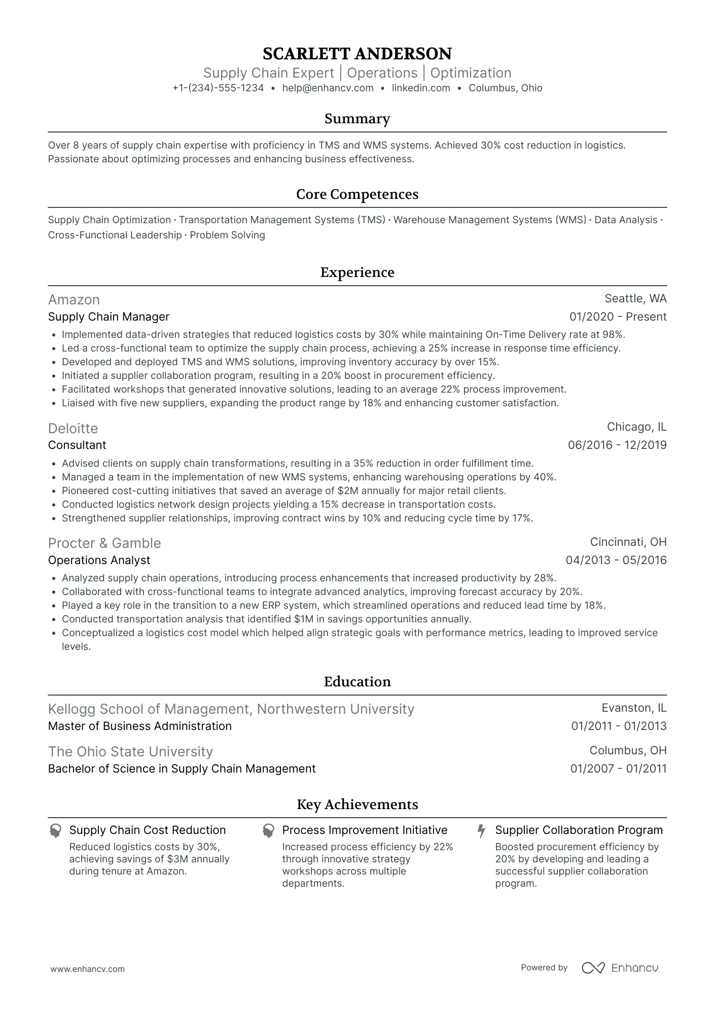 Chief Logistics Officer in Retail Resume Example