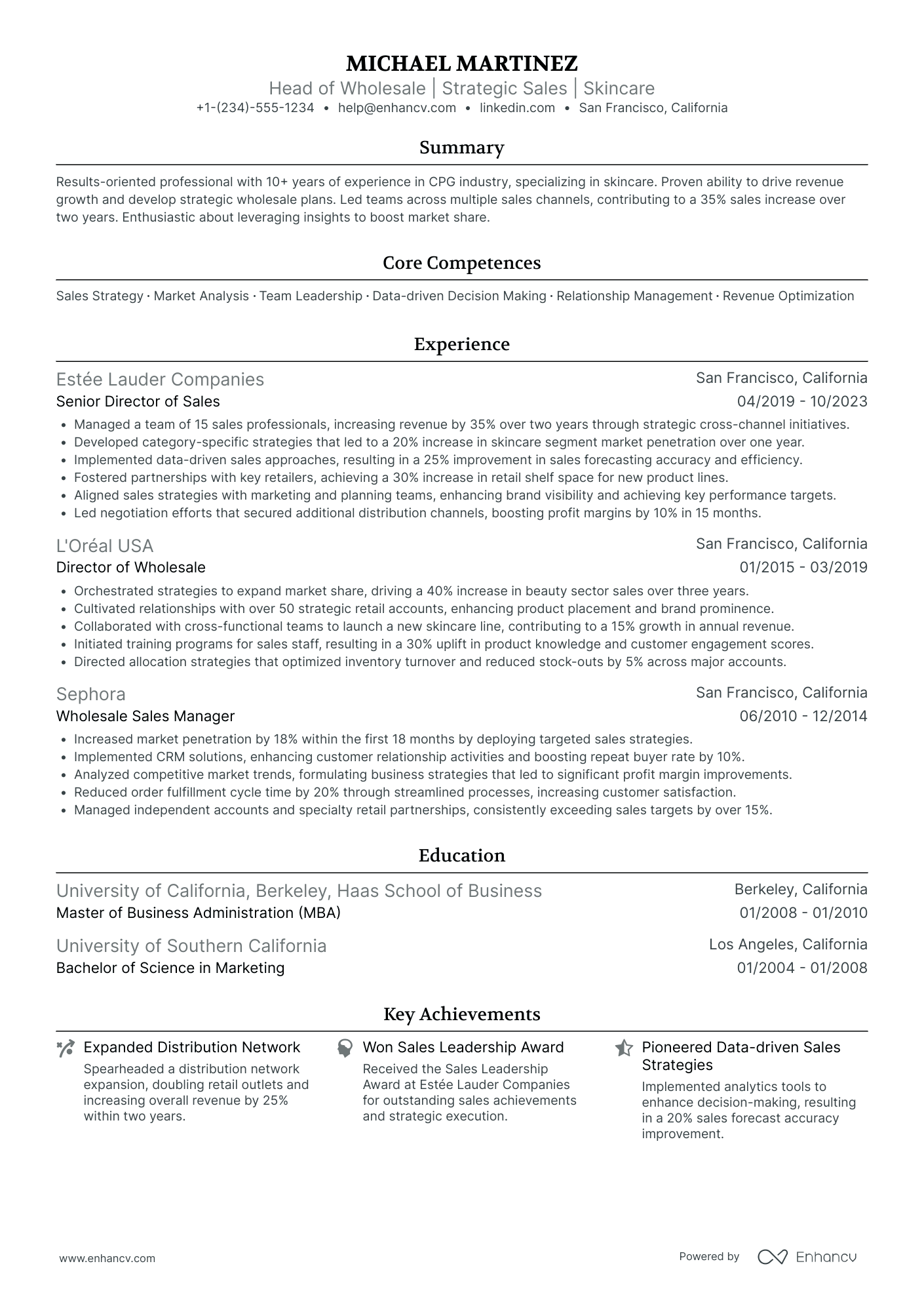 Chief Executive Officer in Wholesale Trade Resume Example