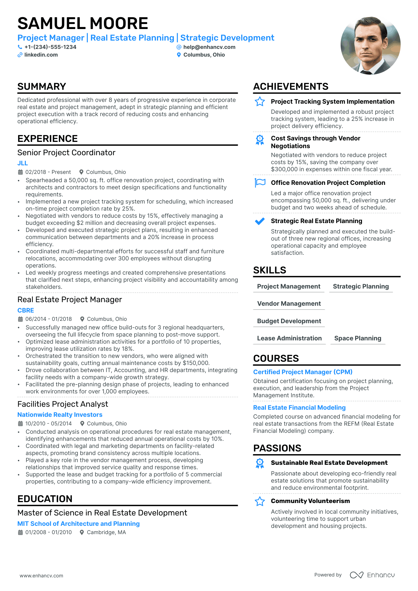 Real Estate Project Manager Resume Example