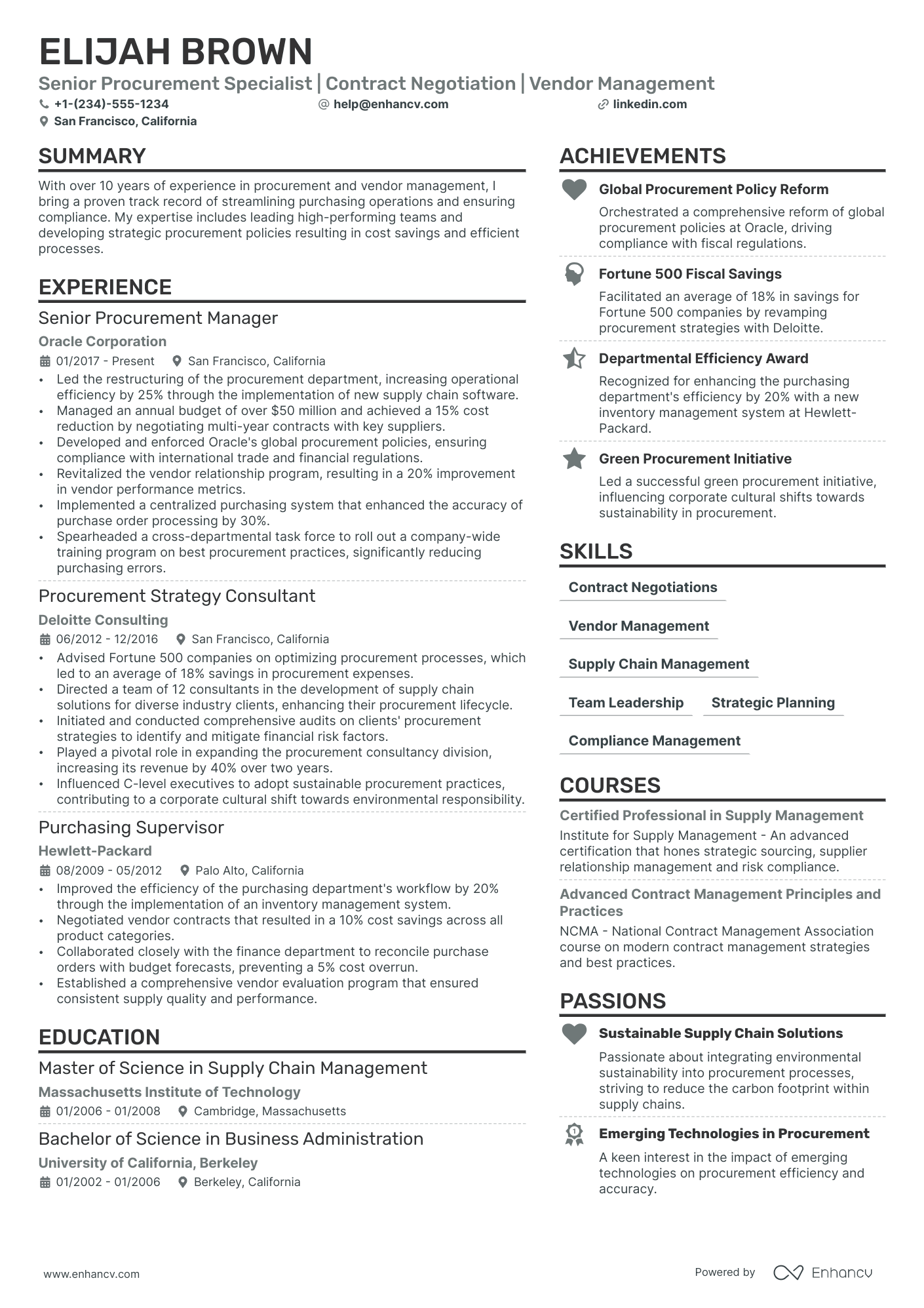 Purchasing Director Resume Example