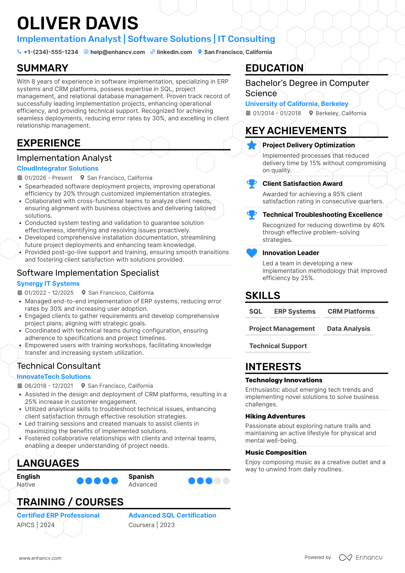 Implementation Analyst Resume Example