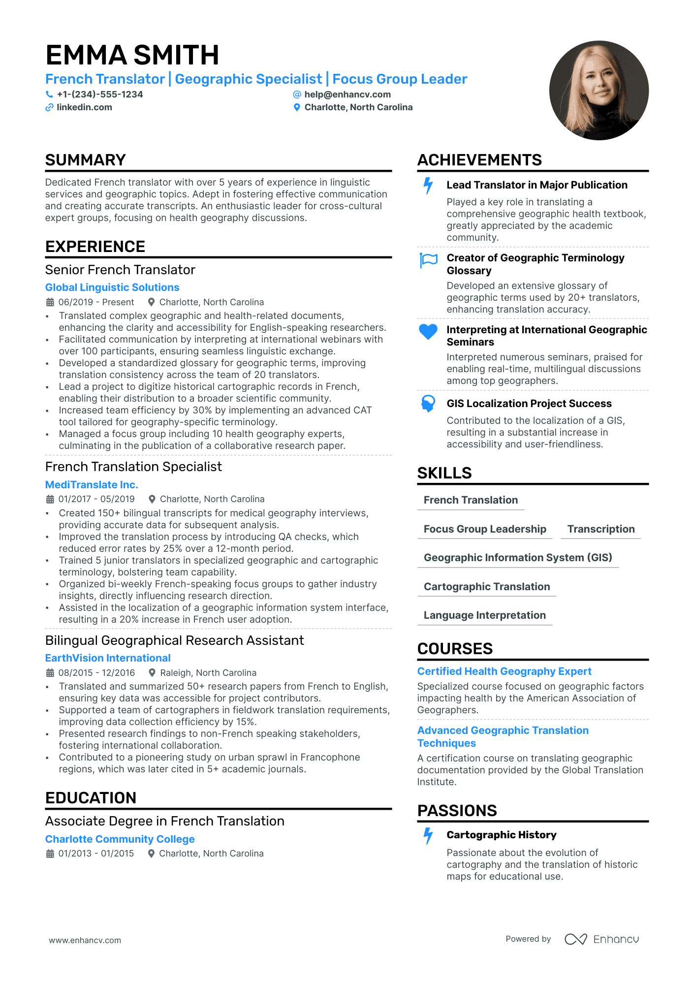 French Translator Resume Example