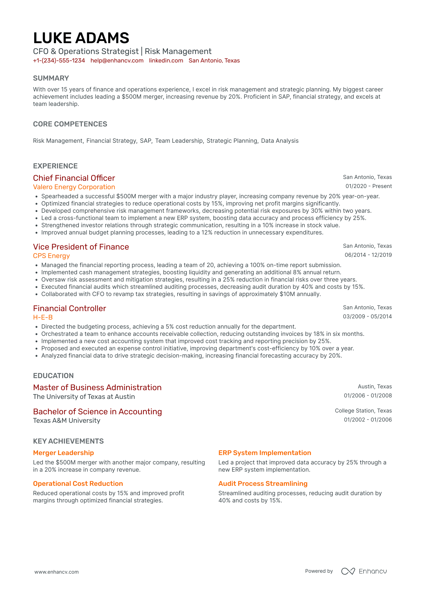 Mid Level Chief Science Officer Resume Example