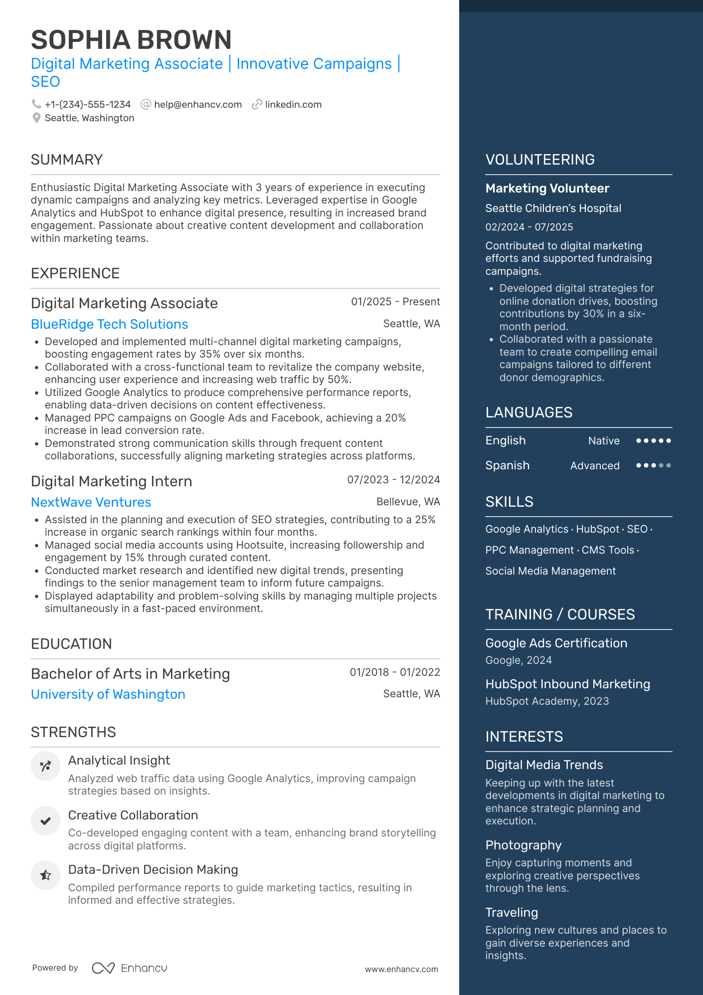 Digital Marketing Associate Resume Example