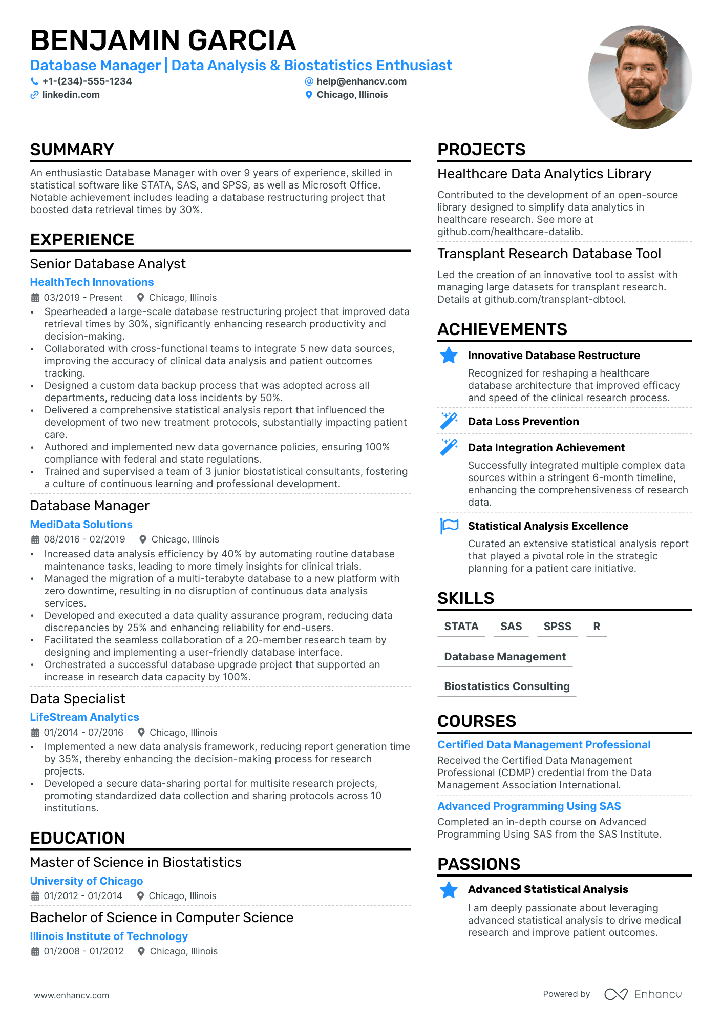 Database Manager Resume Example