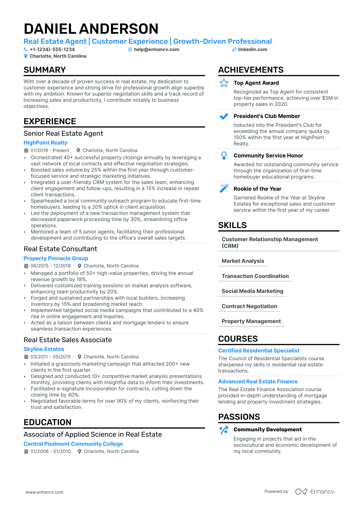 Real Estate Salesperson Resume Example