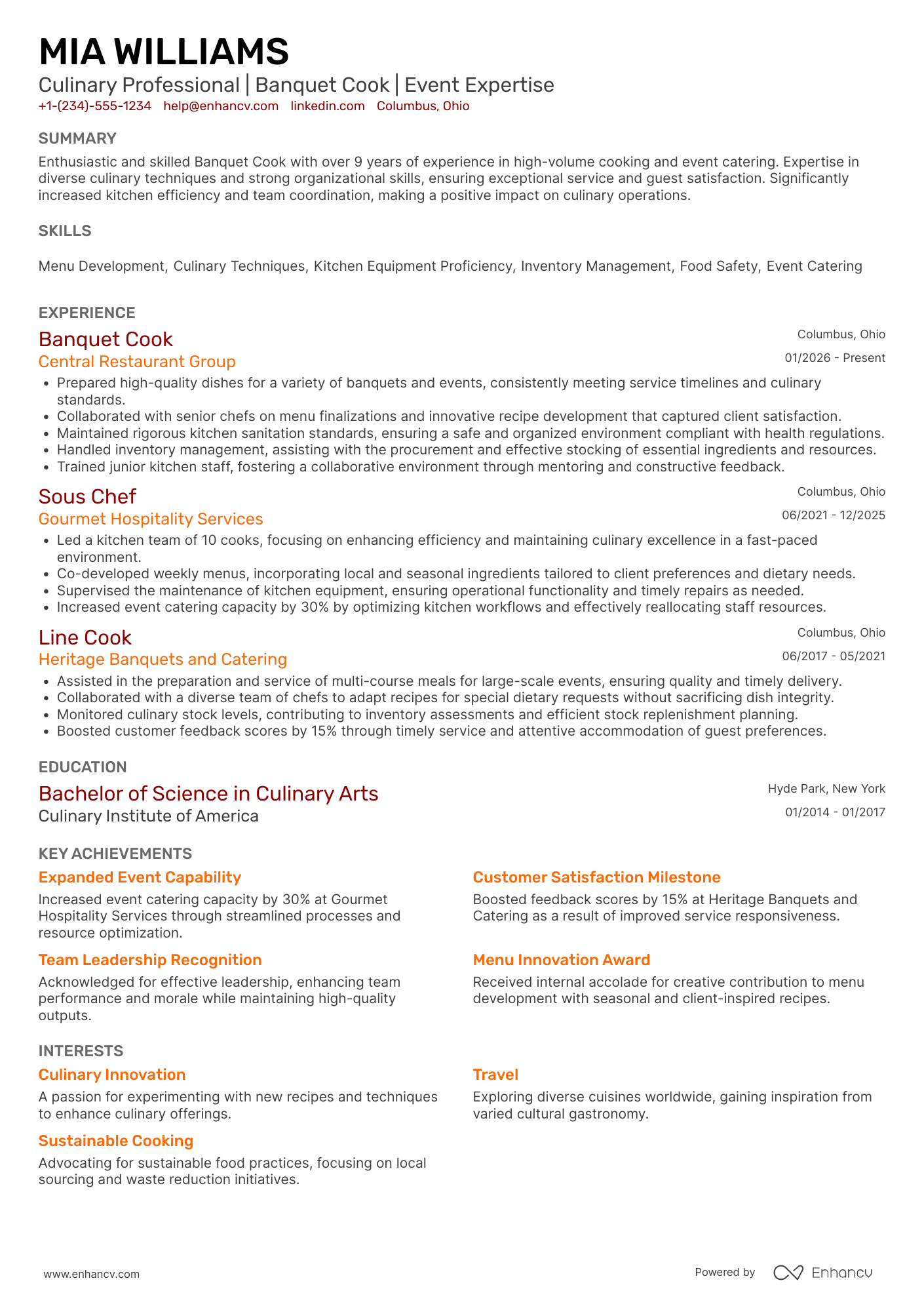 Banquet Cook Resume Example