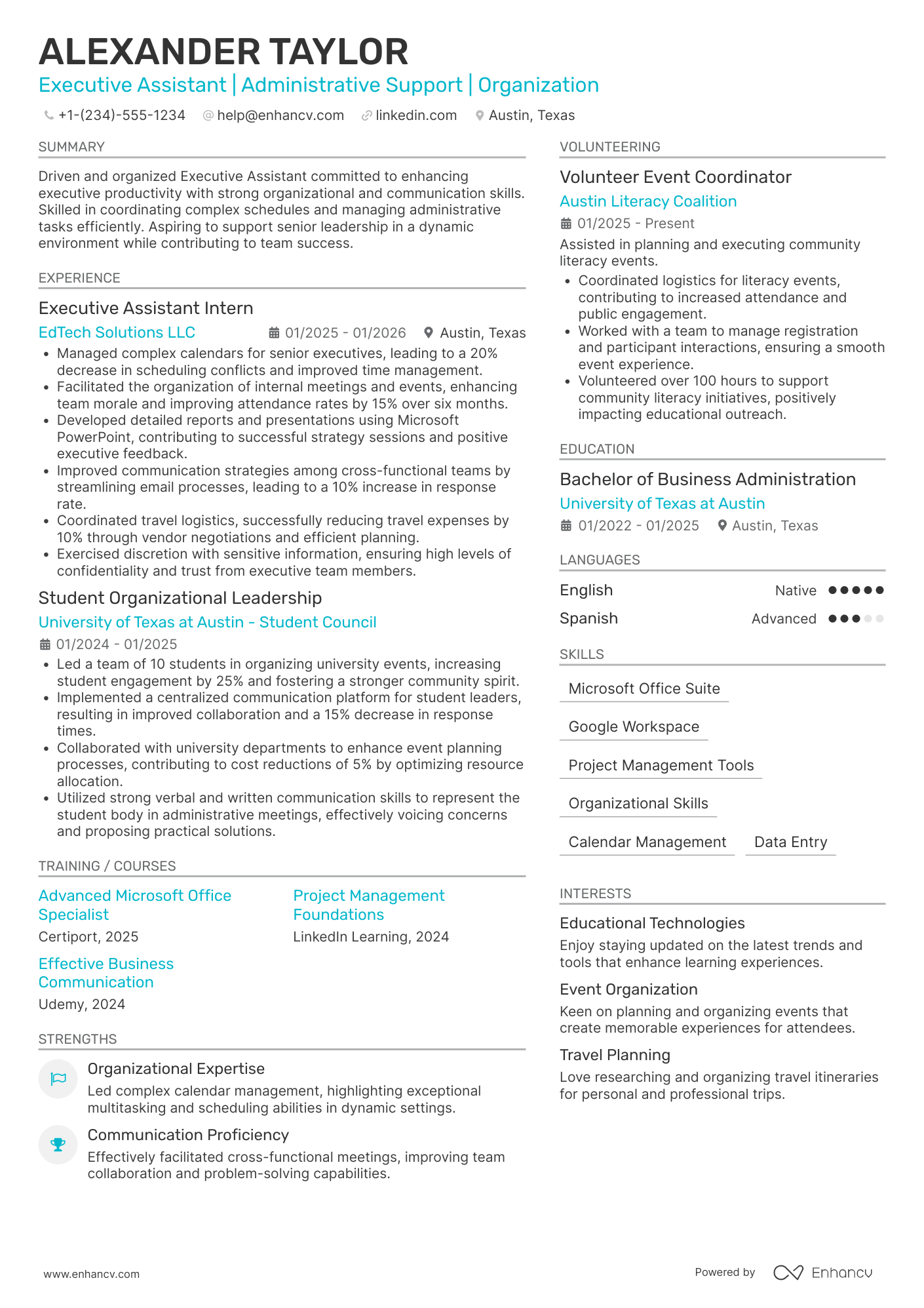 Entry Level Executive Assistant Resume Example