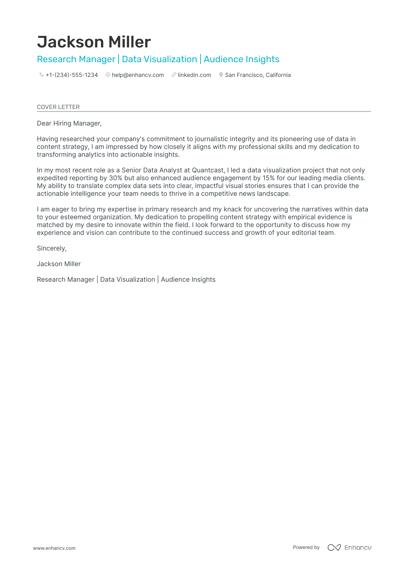 Research Manager Resume Example