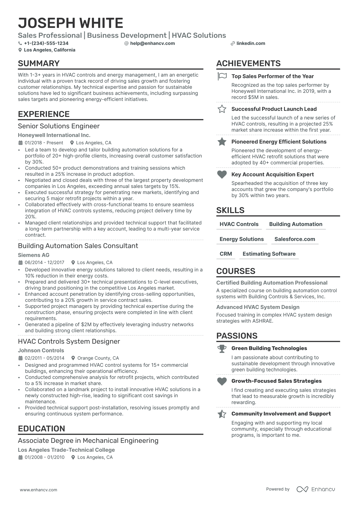 Construction Sales Resume Example