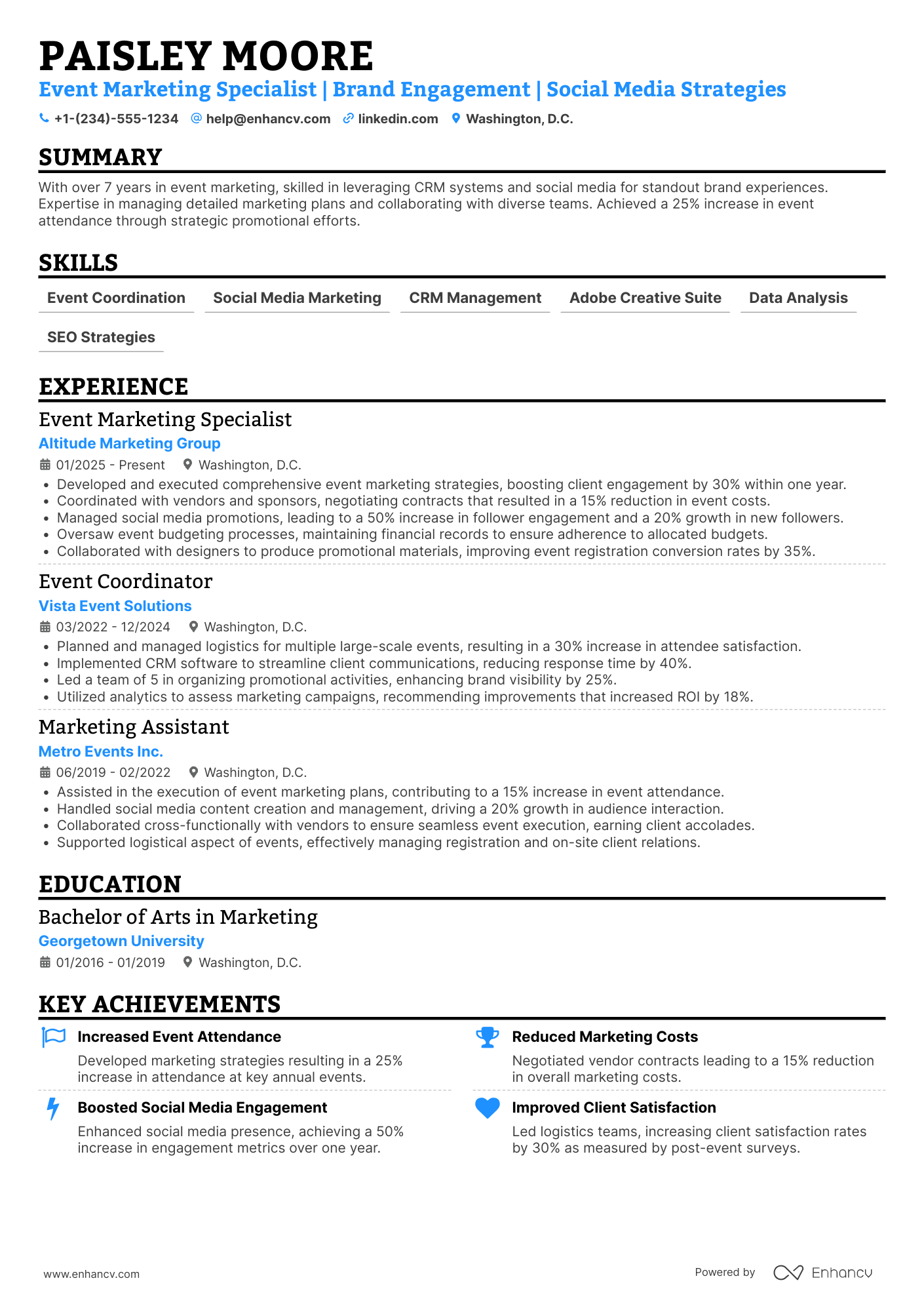 Event Marketing Assistant Resume Example