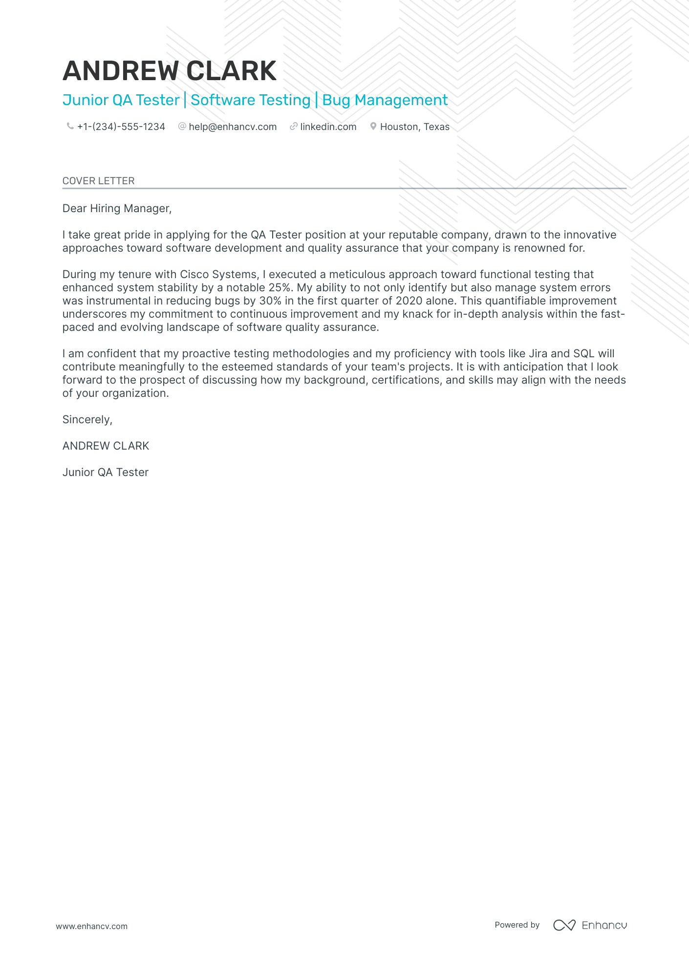 Junior QA Tester Resume Example