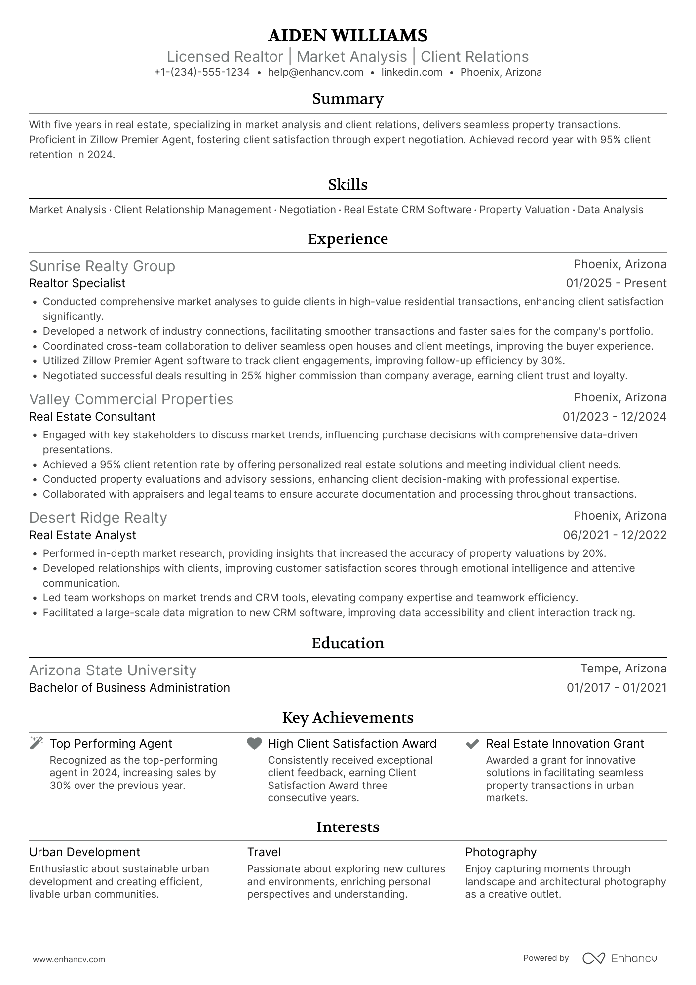 Realtor Specialist Resume Example