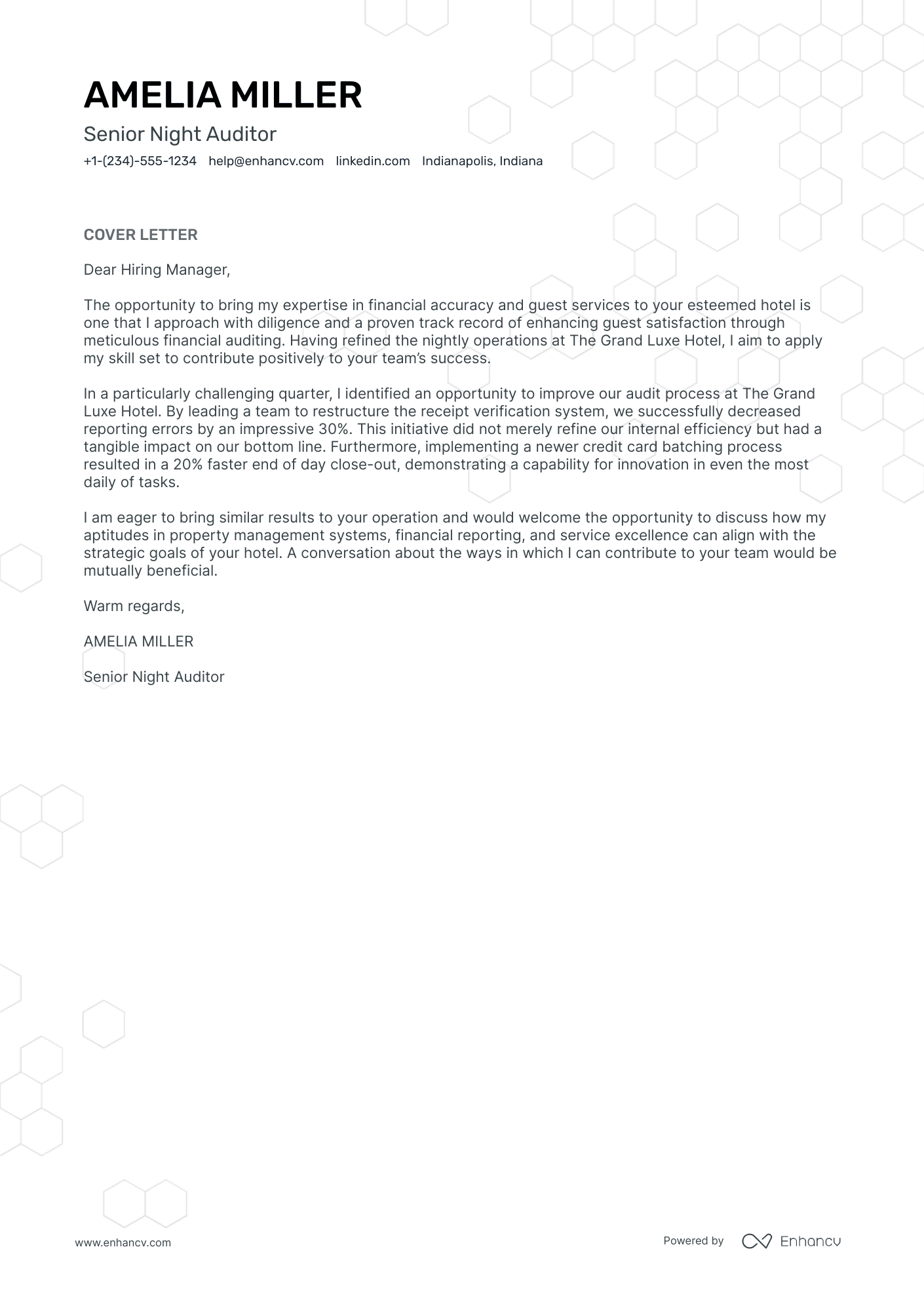 Night Auditor Resume Example