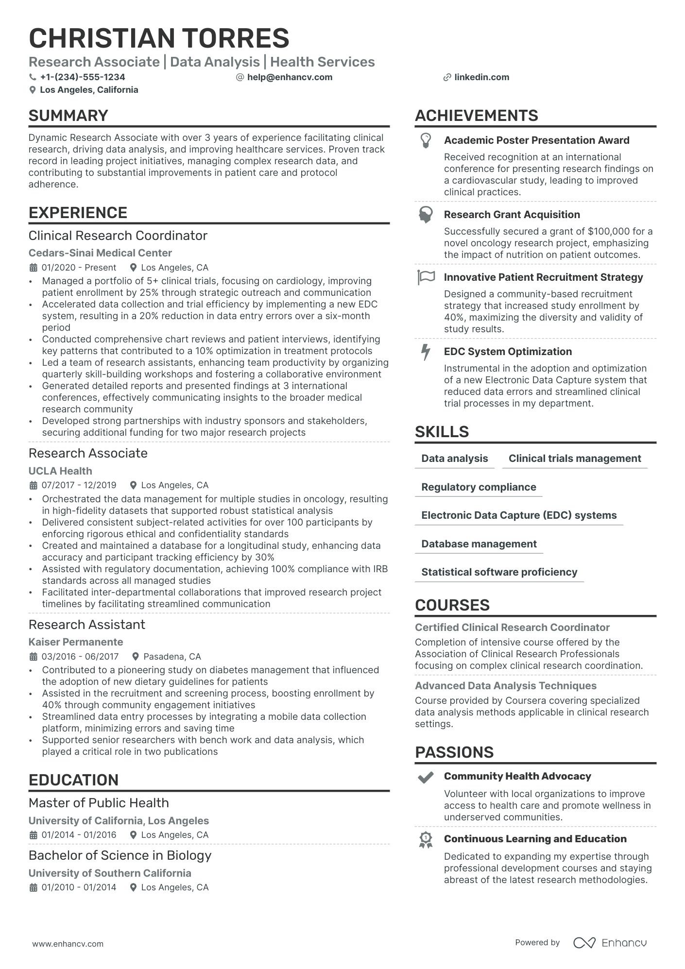 Research Associate Resume Example
