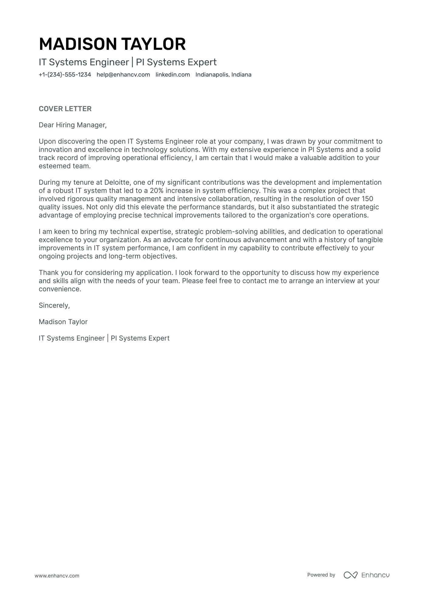 IT Systems Engineer Resume Example