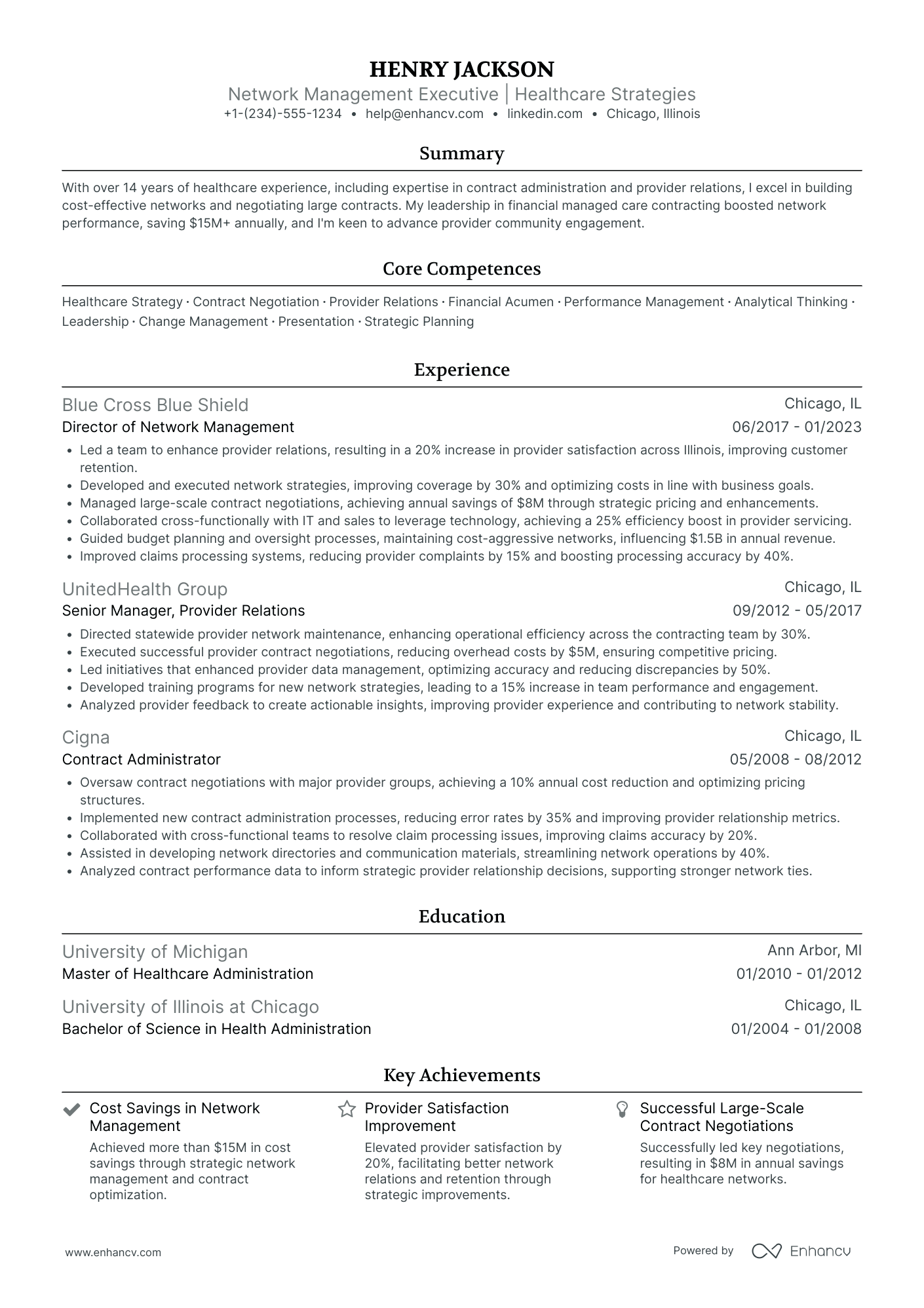 Chief Networking Officer in Healthcare Resume Example