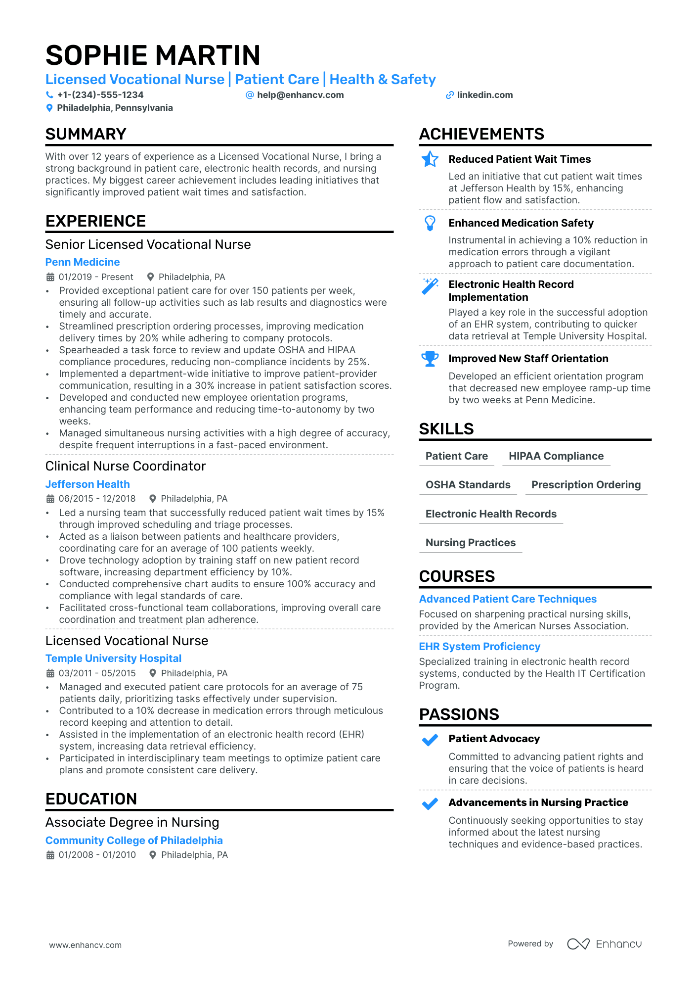 LVN Resume Example