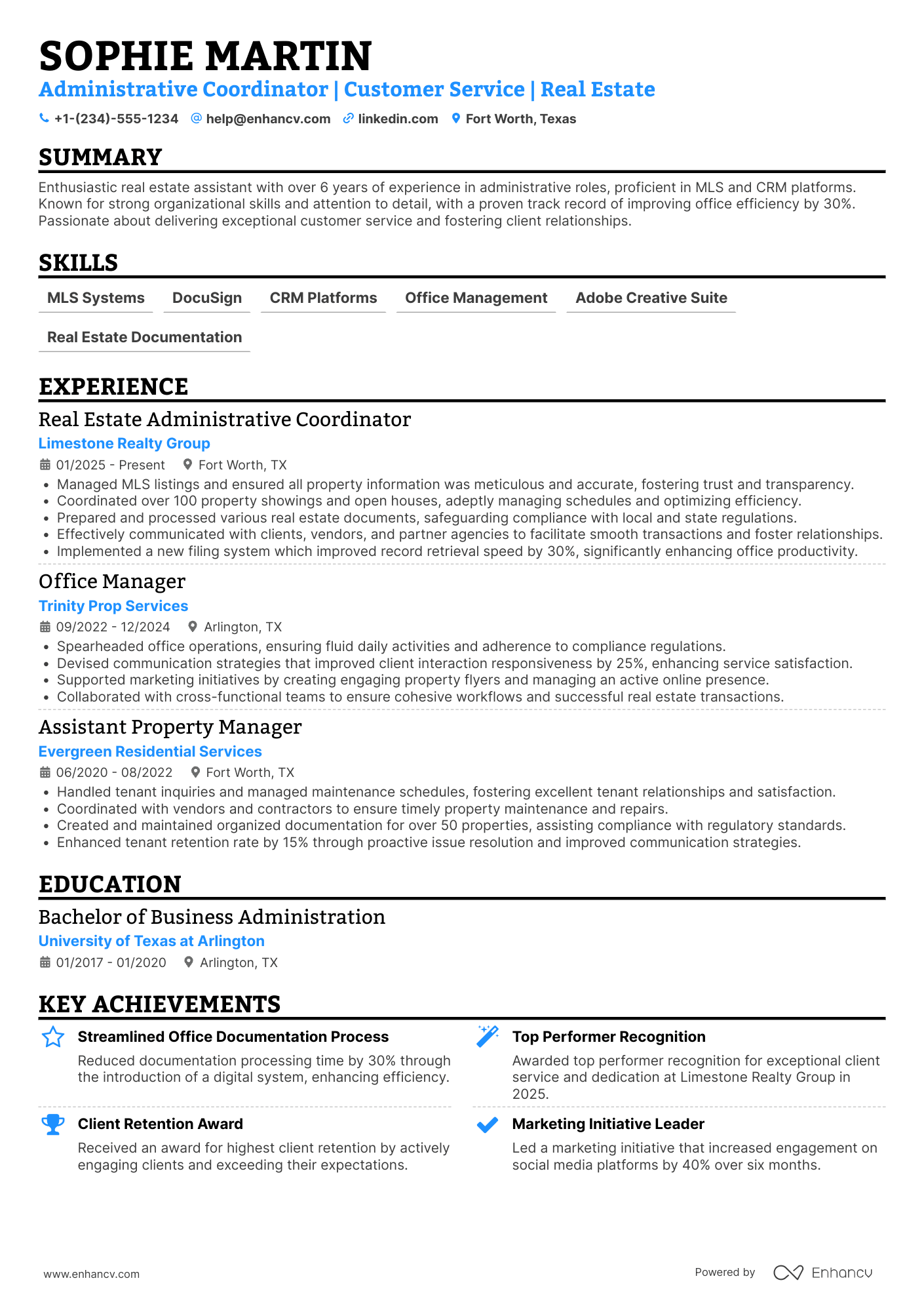 Real Estate Assistant Resume Example