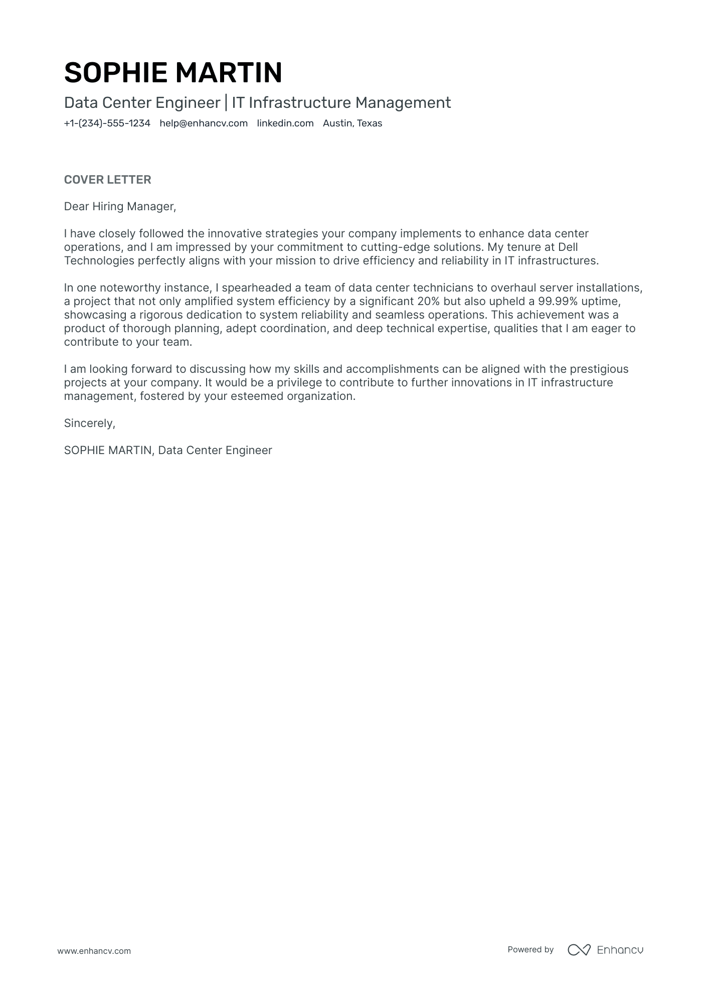 Data Center Engineer Resume Example
