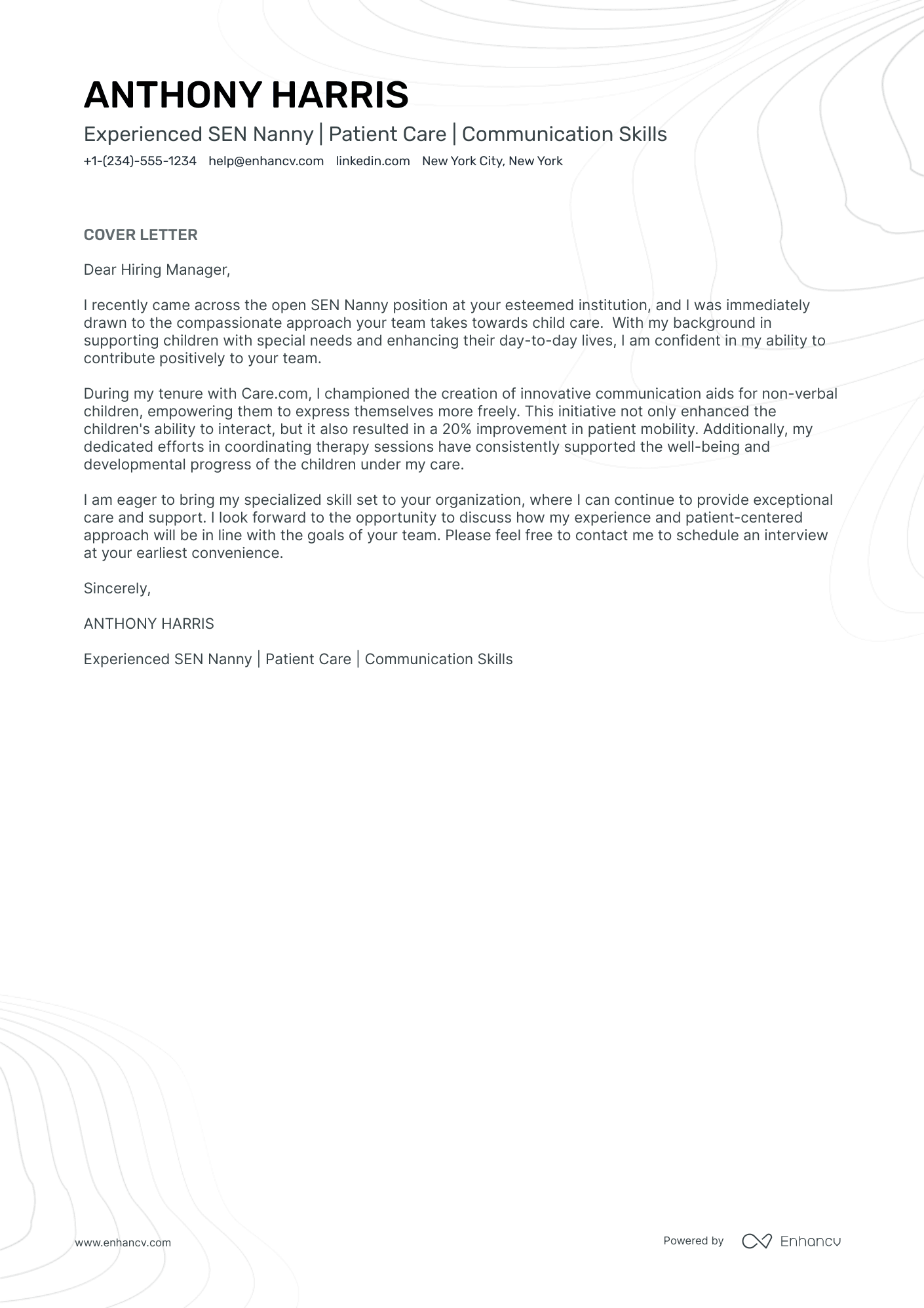 Summer Nanny Resume Example
