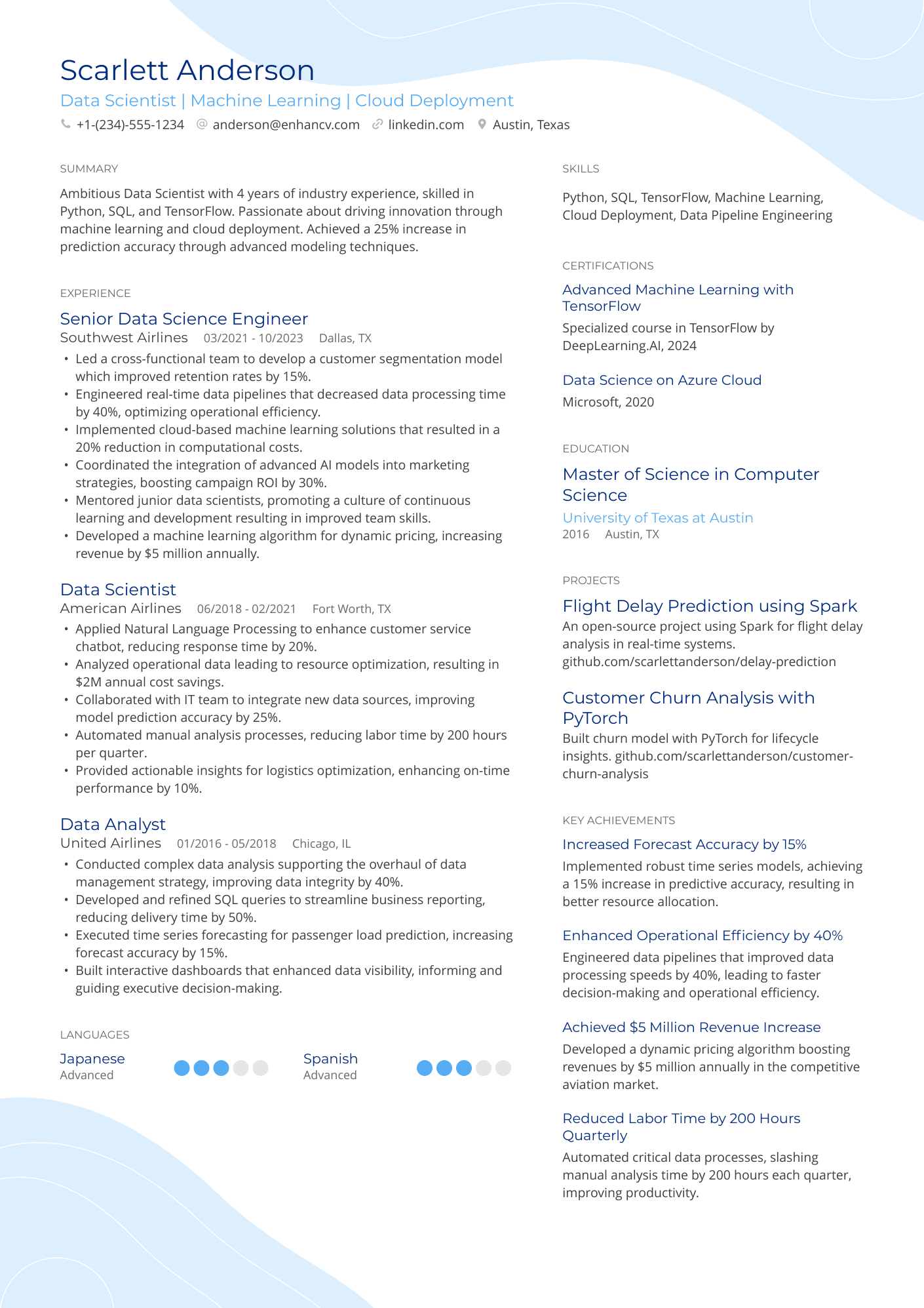 IT Data Scientist Resume Example