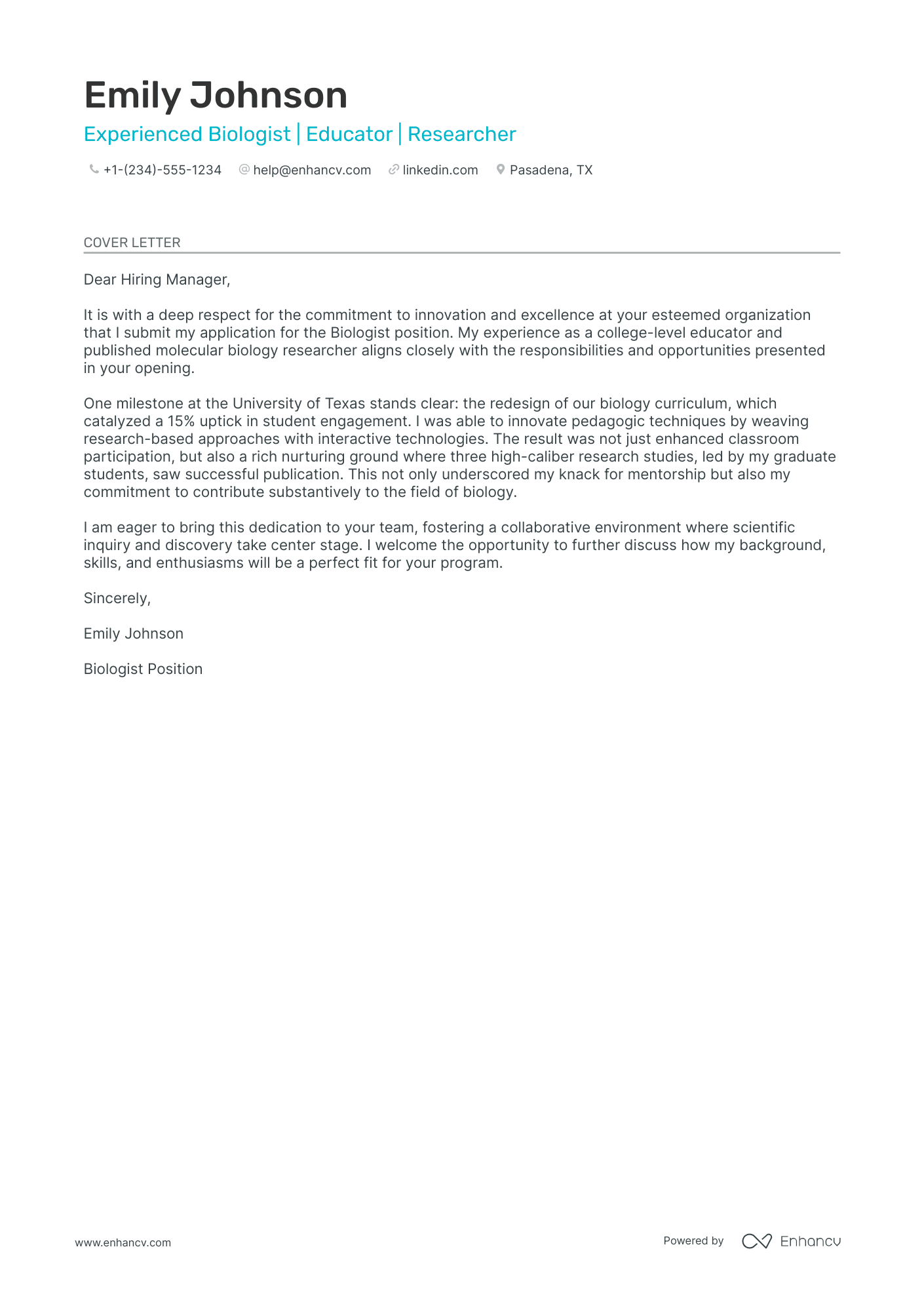 Biology Resume Example
