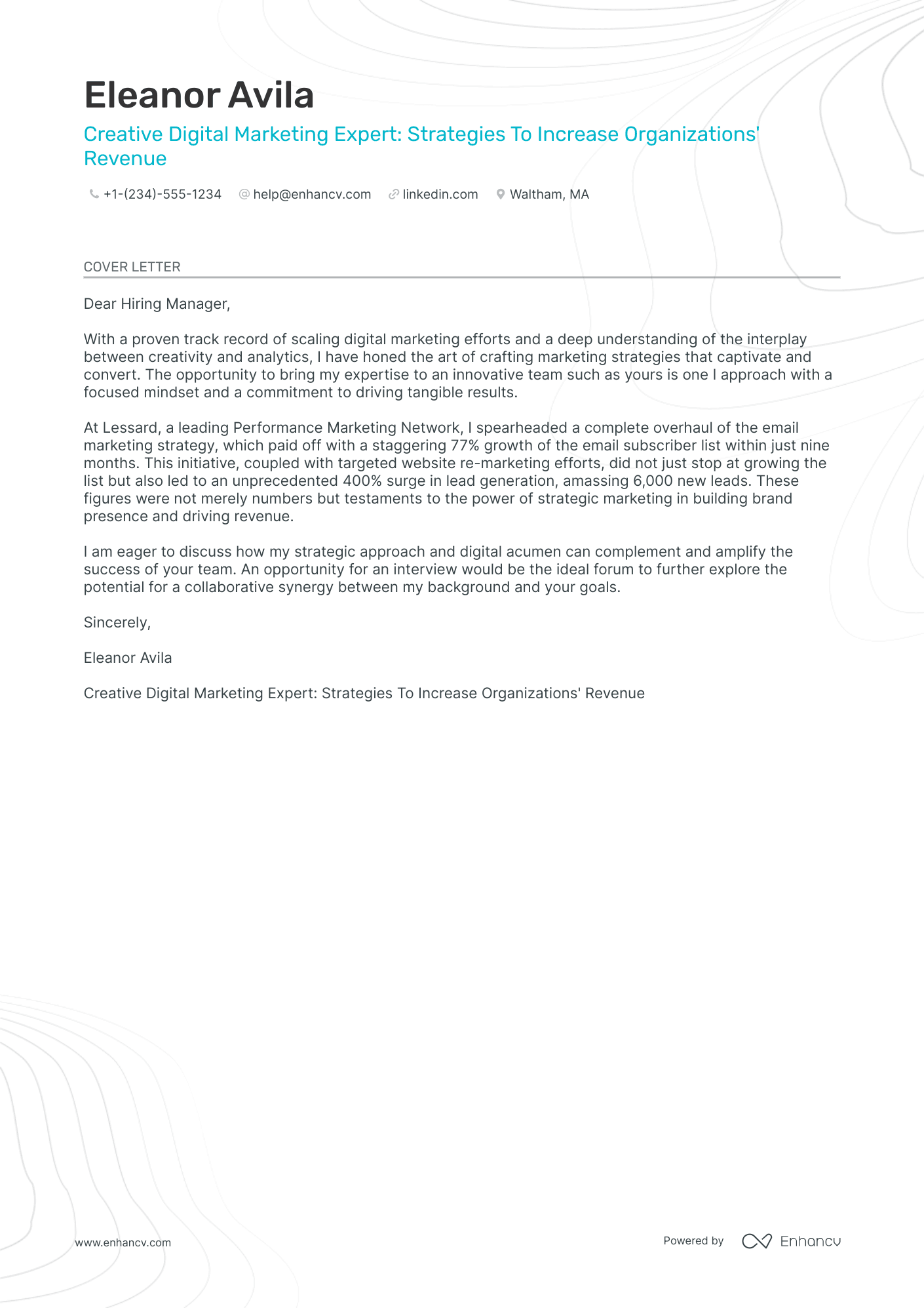 Creative Digital Marketing Resume Example