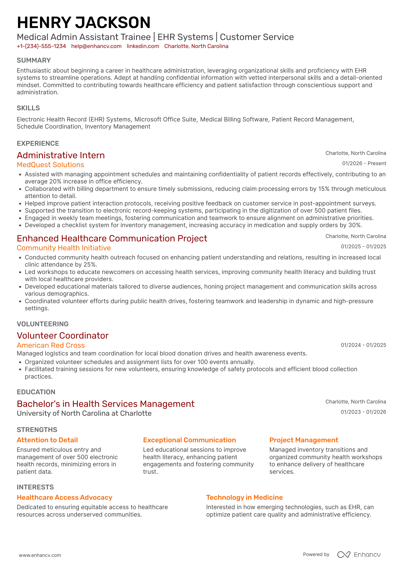 Medical Administrative Assistant Trainee Resume Example