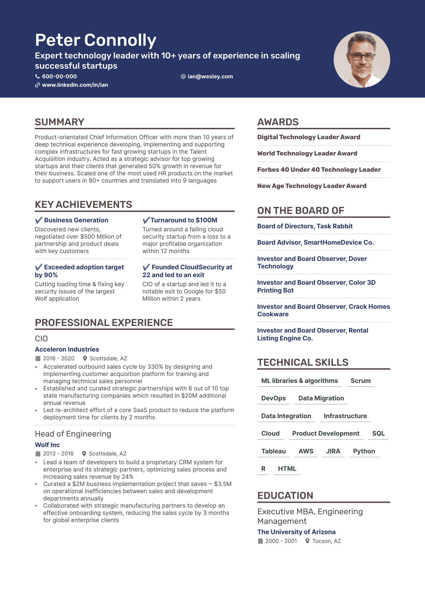CIO Resume Example