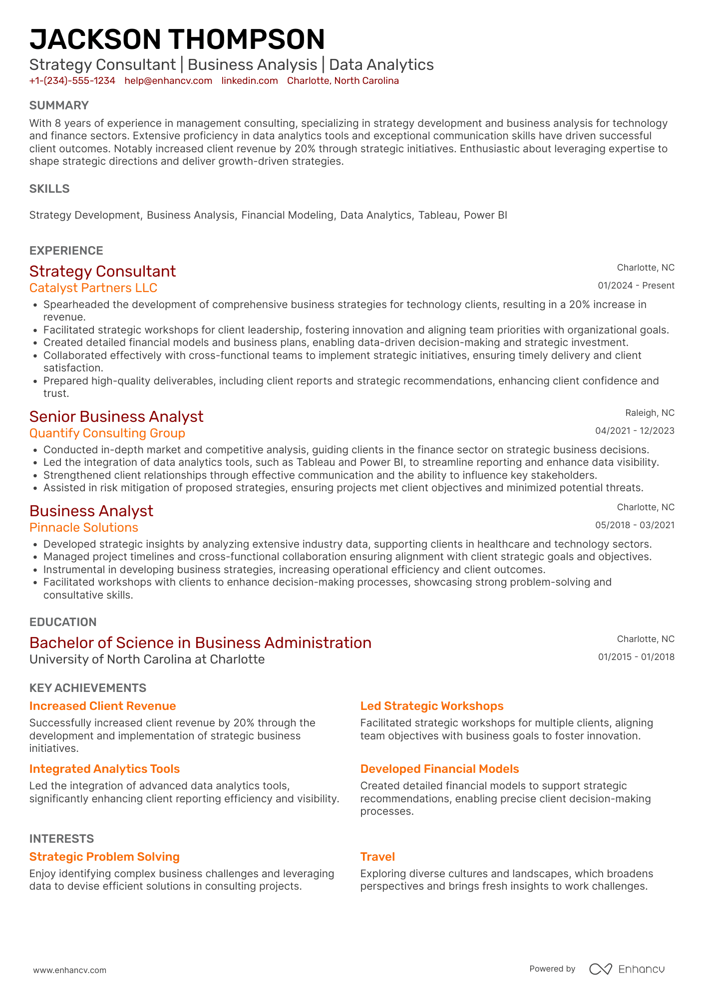 Strategy Consultant Resume Example