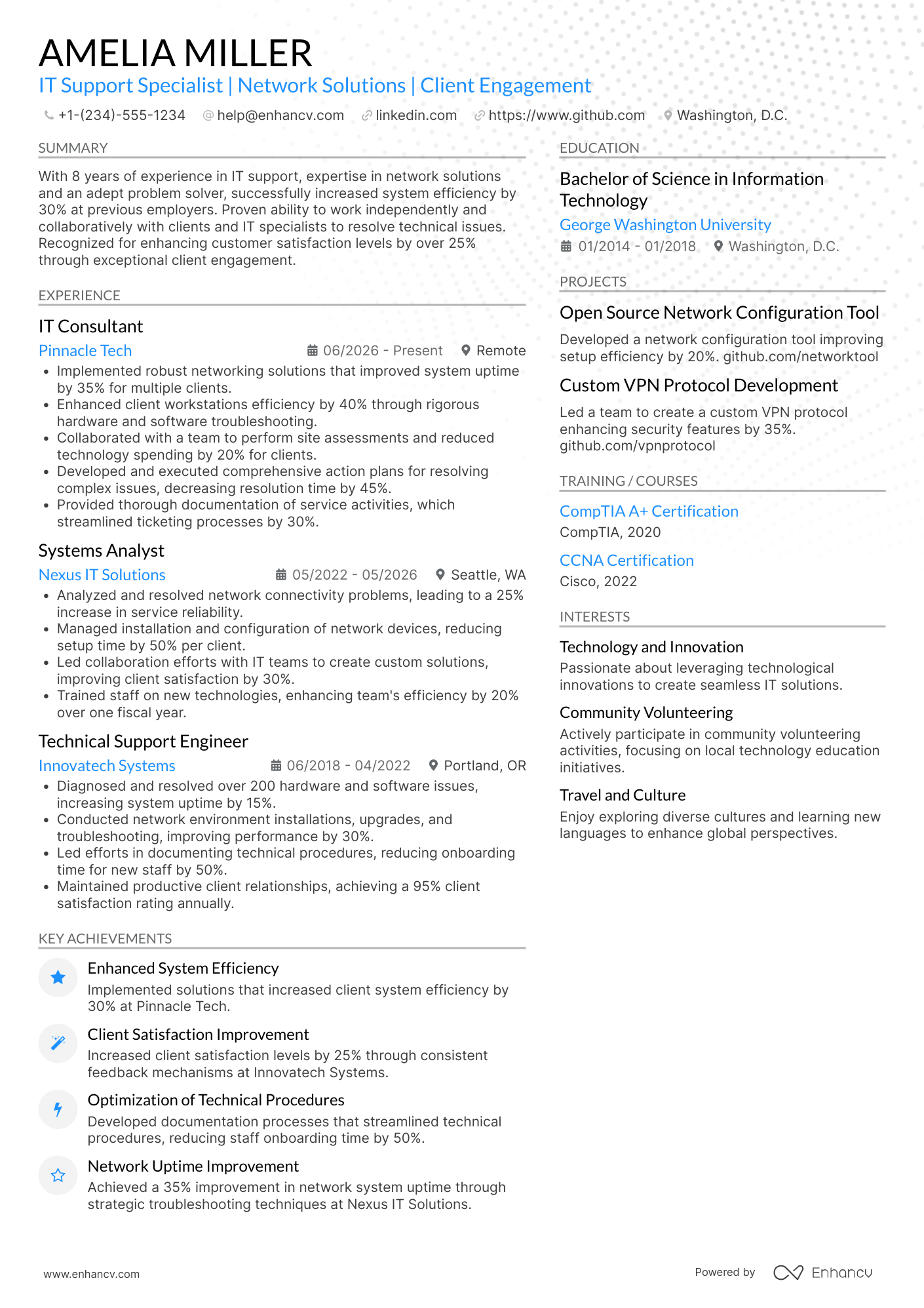 IT Field Technician Resume Example