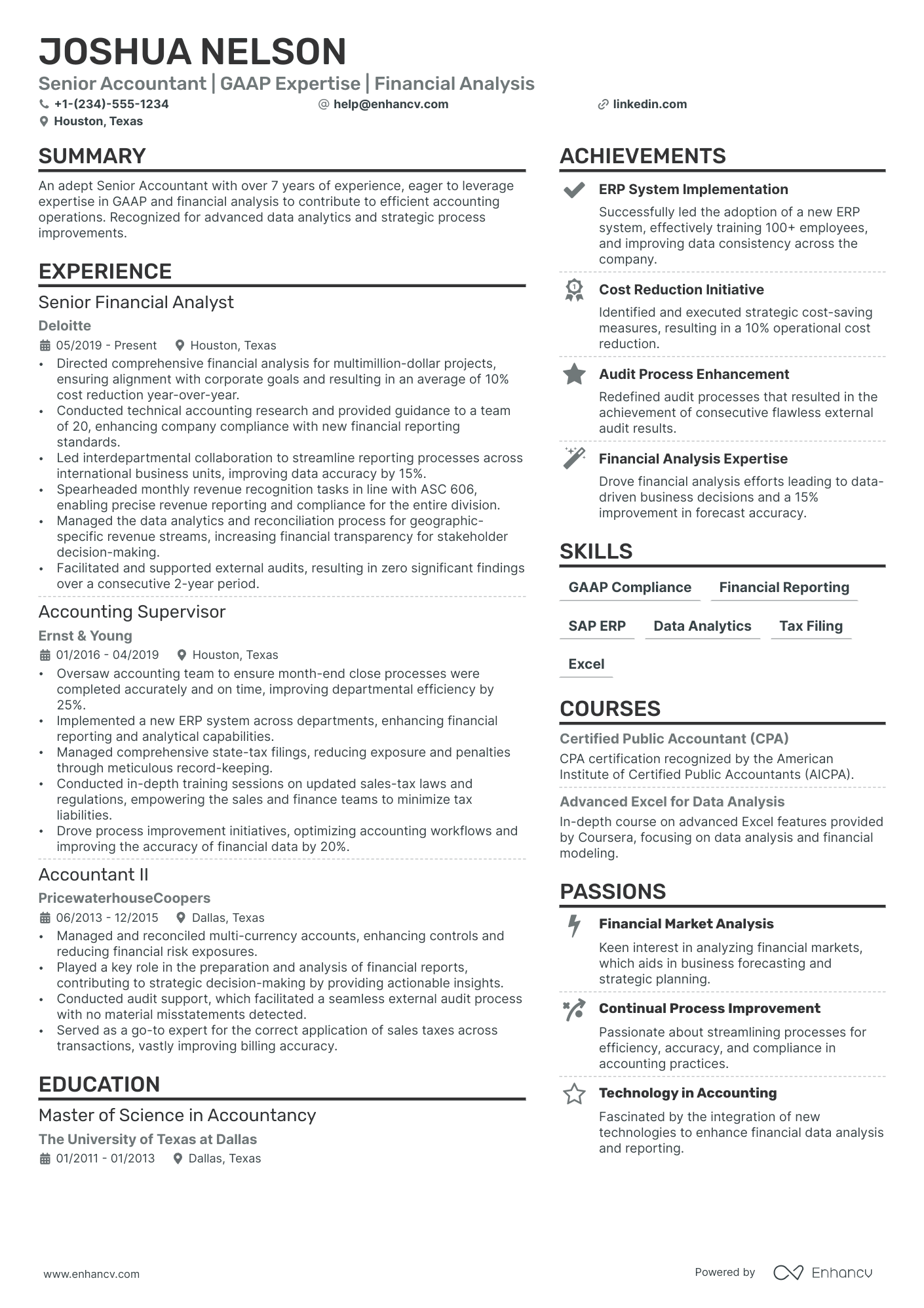 Management Accounting Resume Example