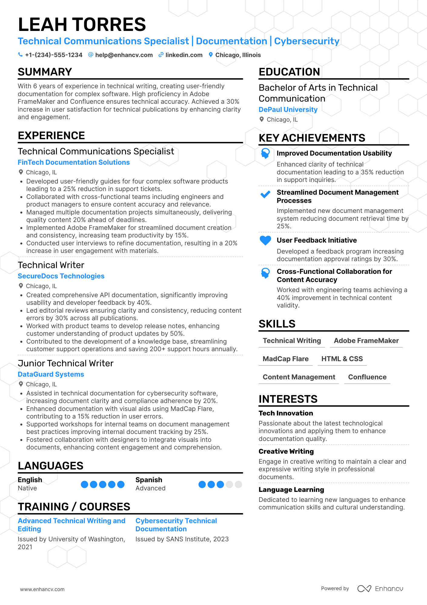 Technical Communications Specialist Resume Example