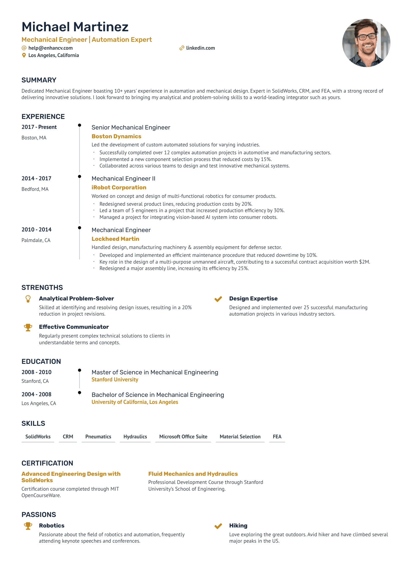 Mechanical Service Engineer Resume Example