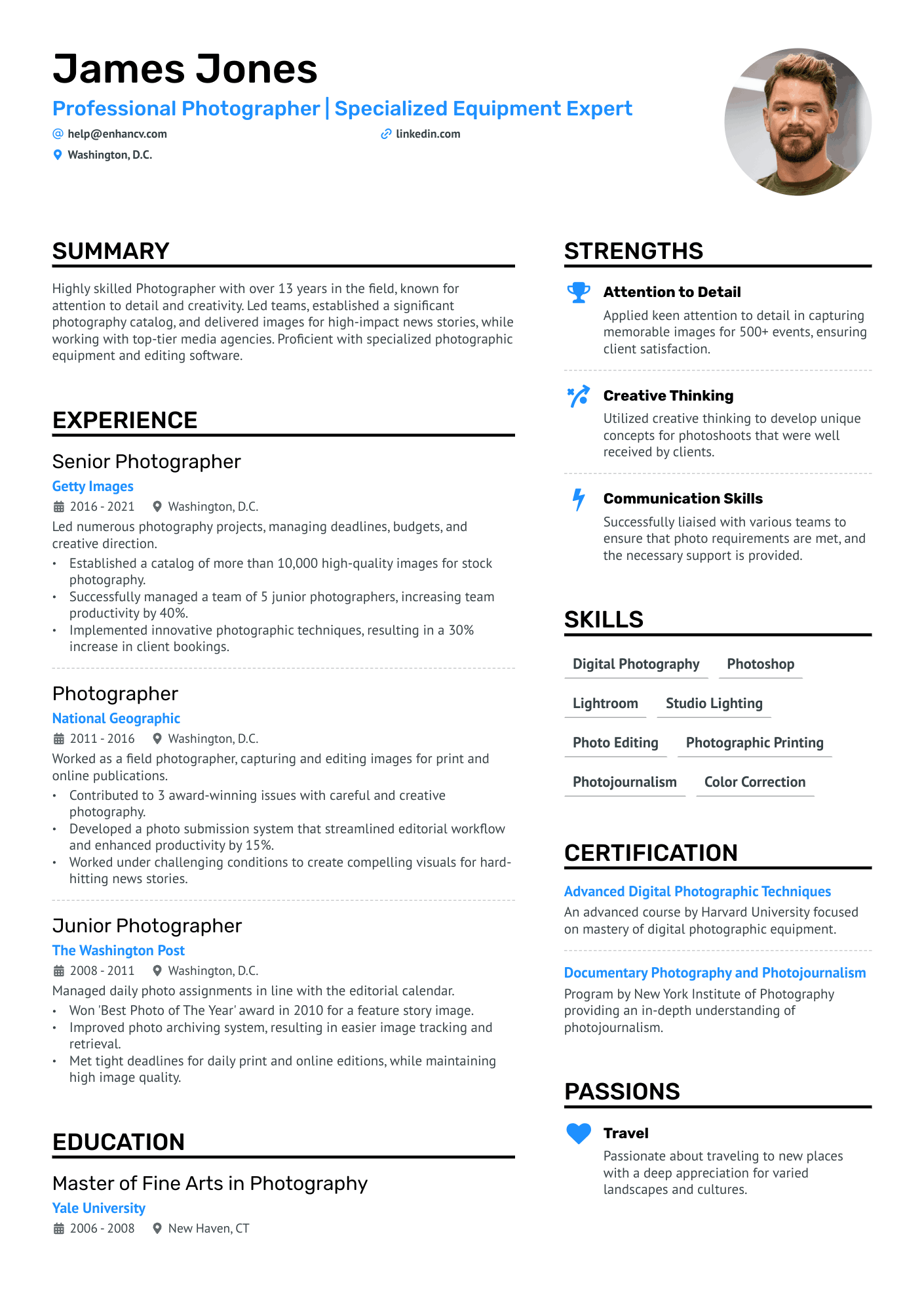 School Photographer Resume Example