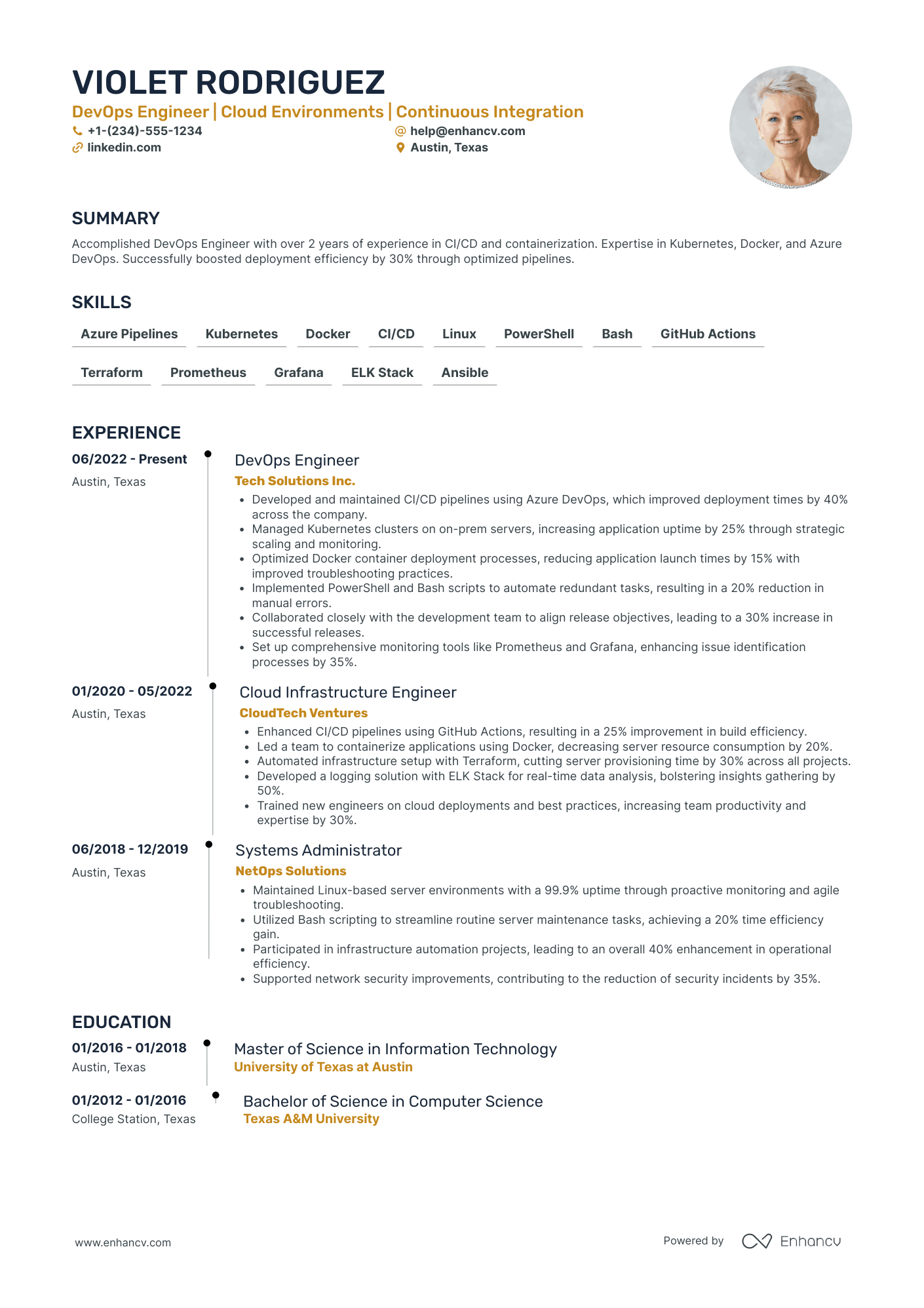 DevOps Programmer Resume Example