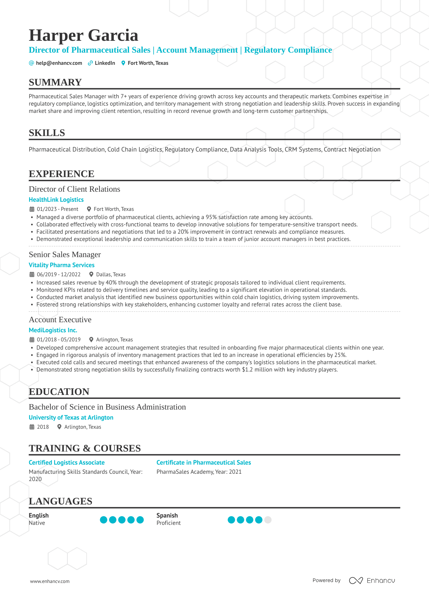 Pharmaceutical Sales Manager Resume Example