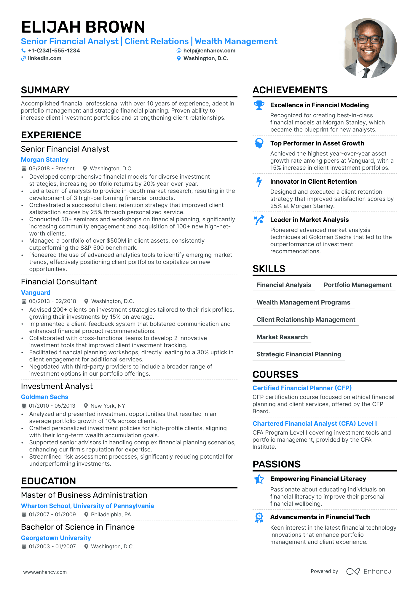 Financial Advisor Resume Example