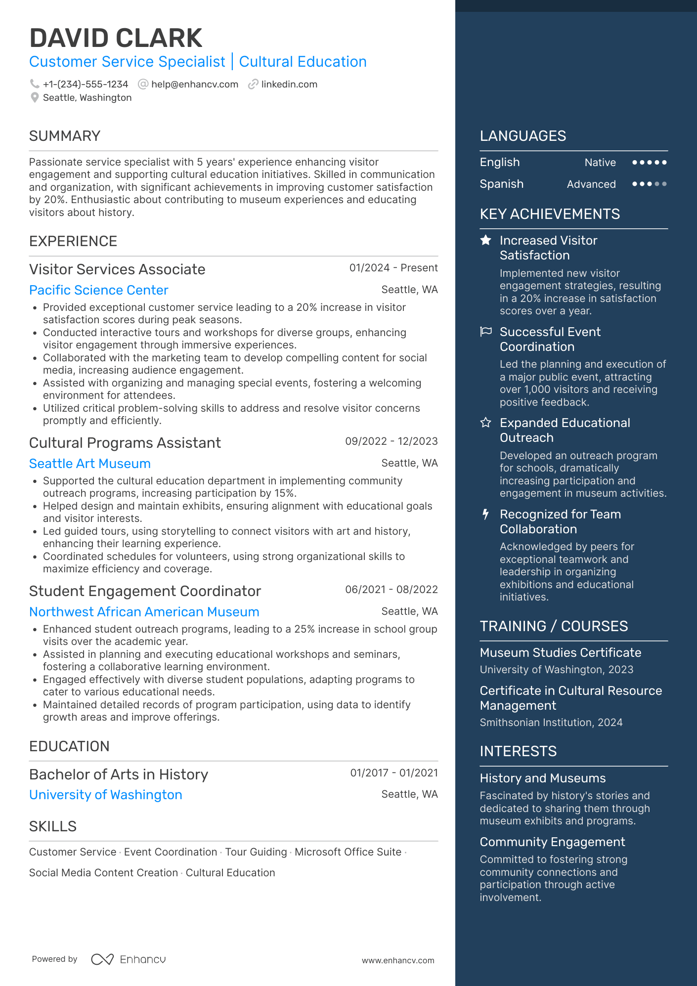 Museum Volunteer Resume Example